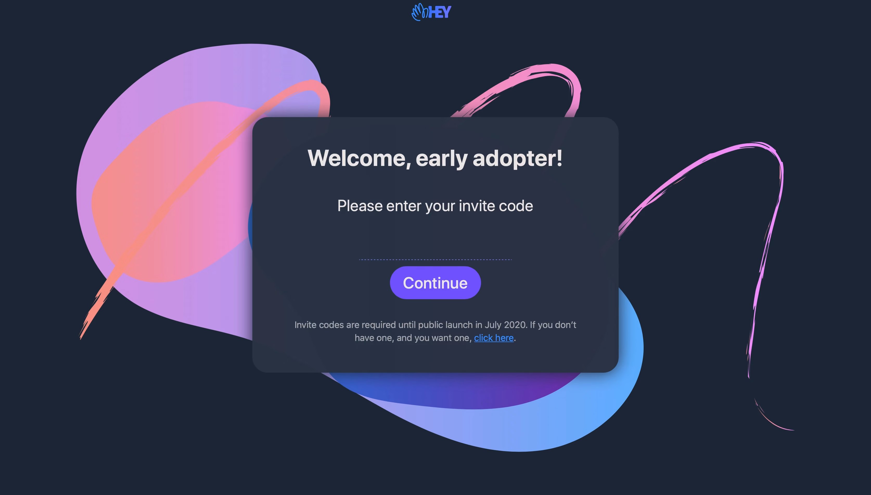 Hey Signup Page