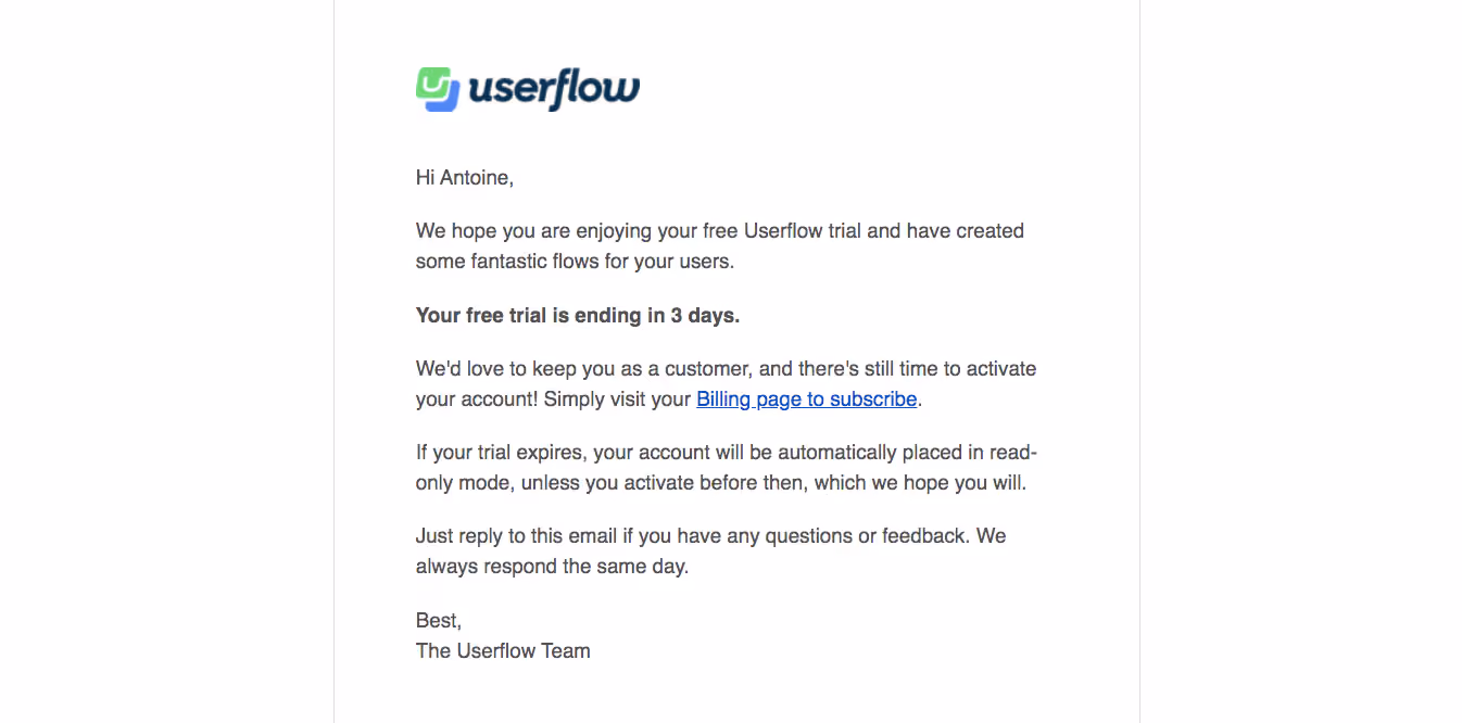 Userflow Free Trial Emails