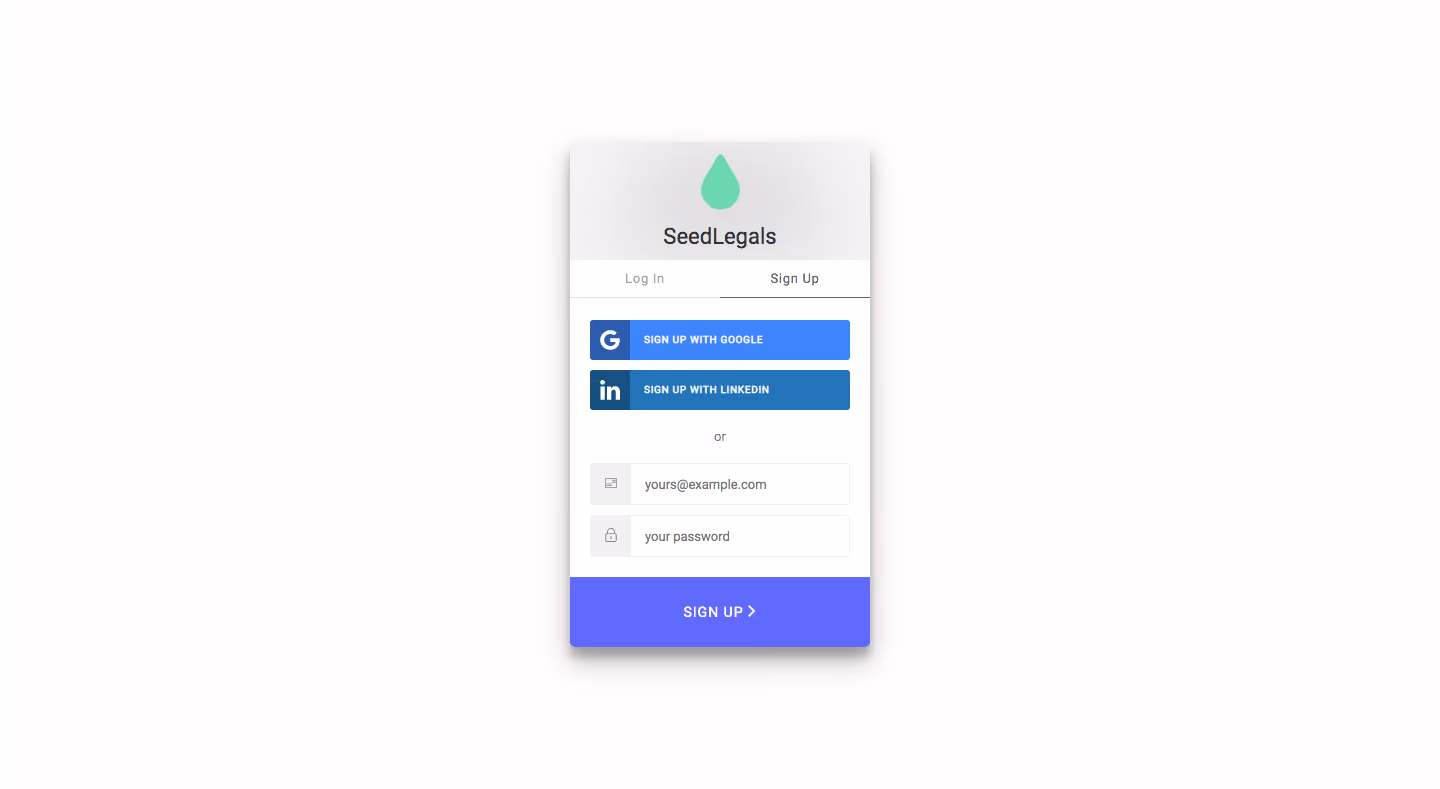 SeedLegals Signup Page