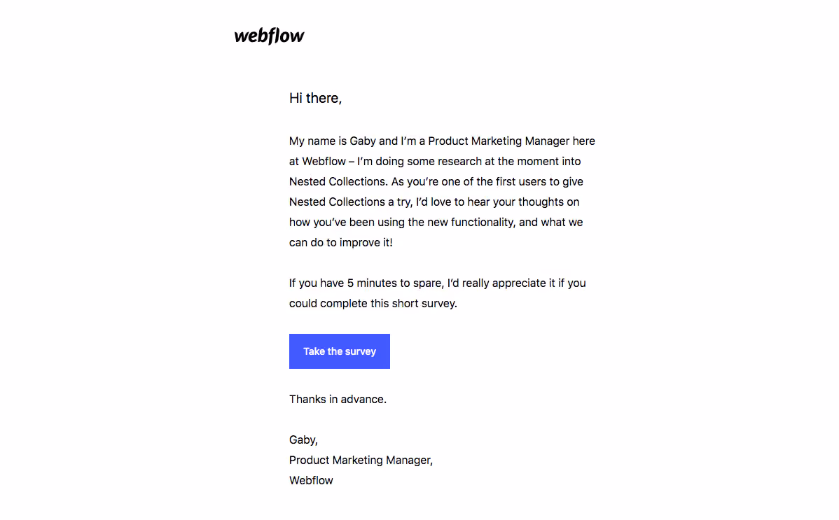 Webflow Survey Emails