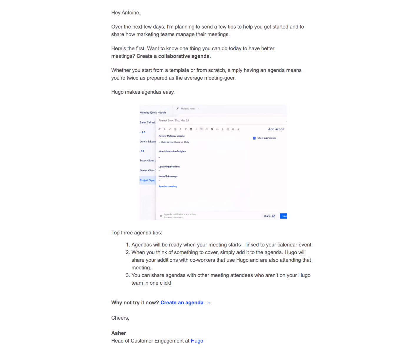Hugo Onboarding Emails