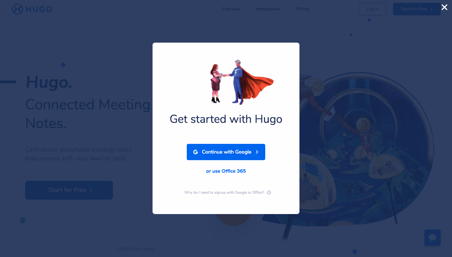 Hugo Signup Page