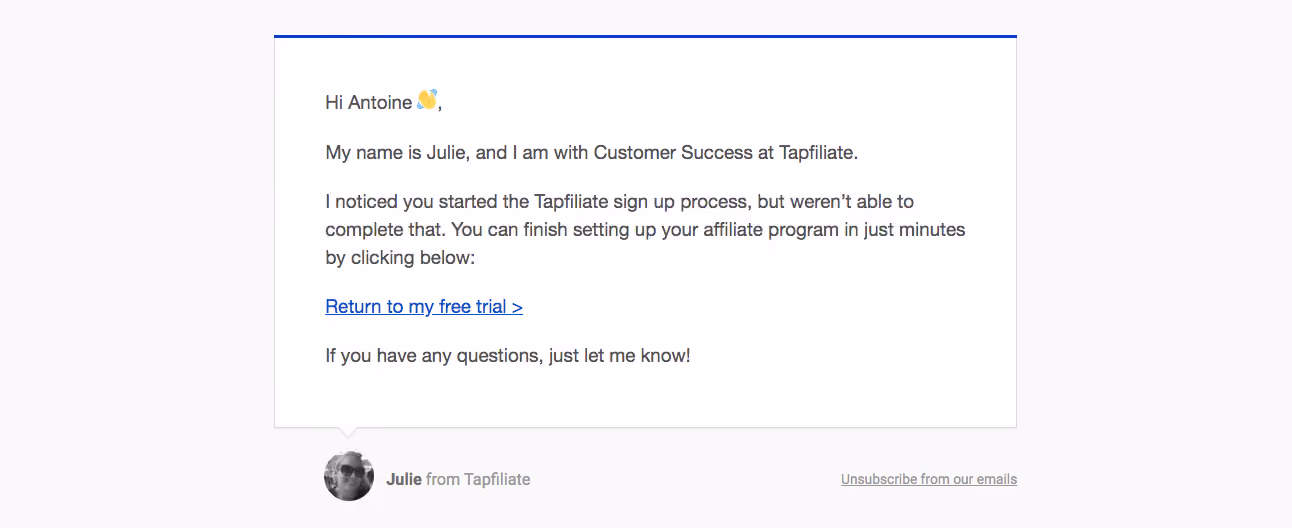Tapfiliate Activation Emails