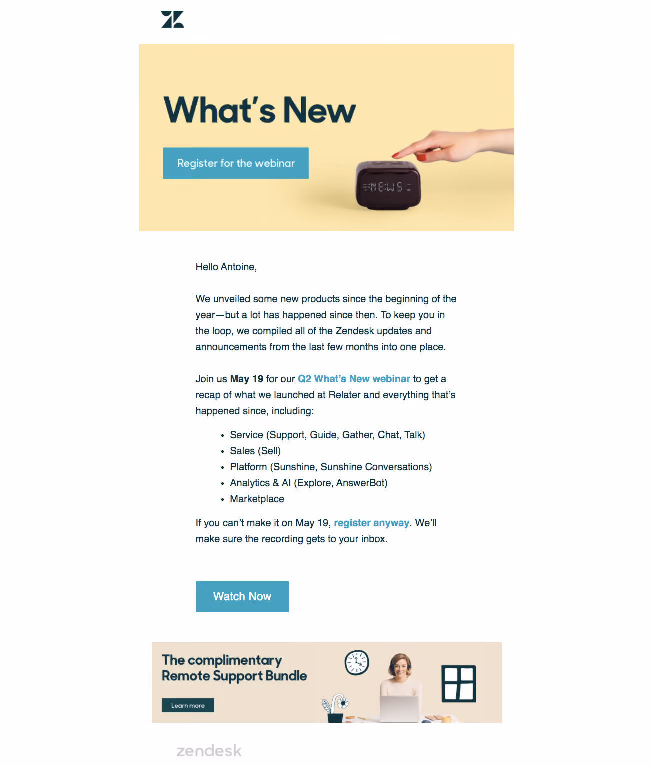 Zendesk Webinars Emails