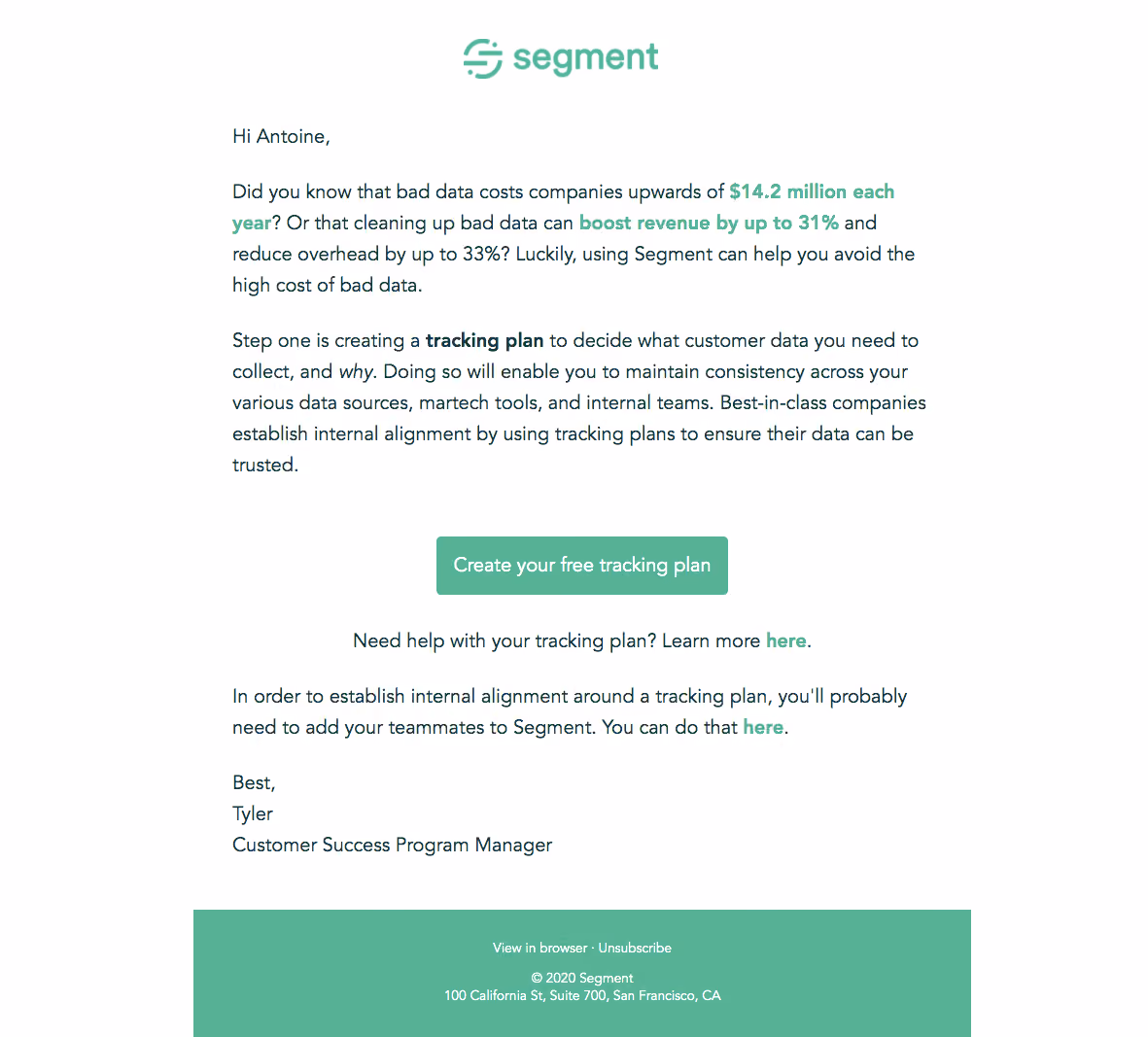 Segment Onboarding Emails