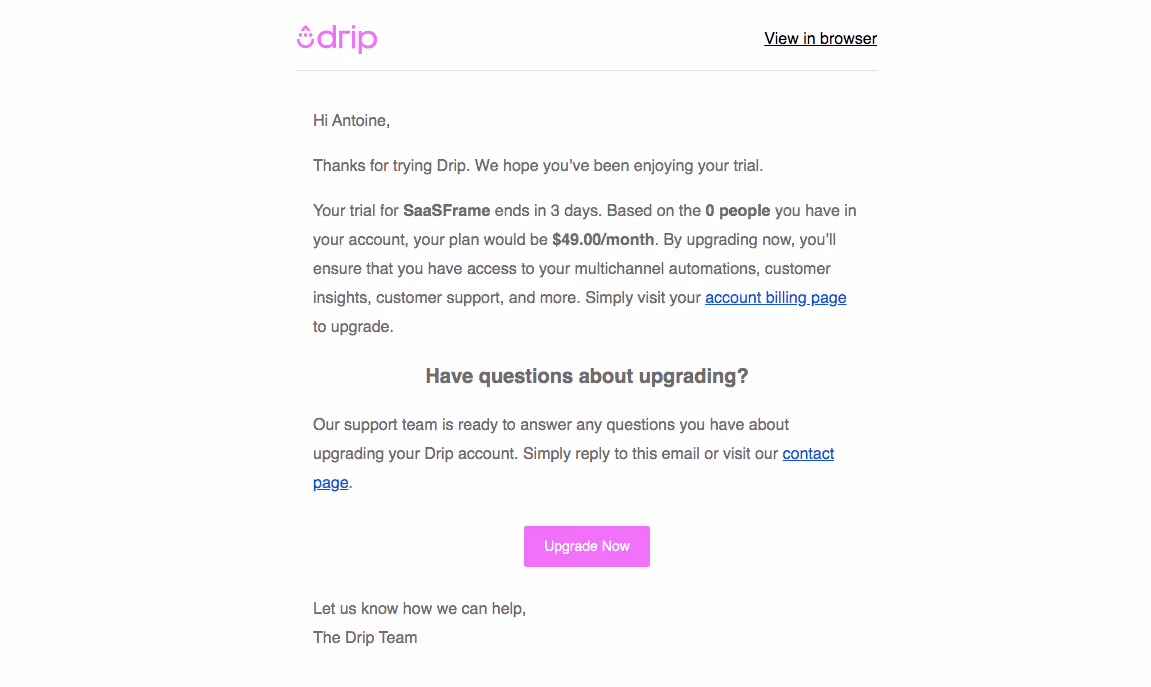 Drip Free Trial Emails