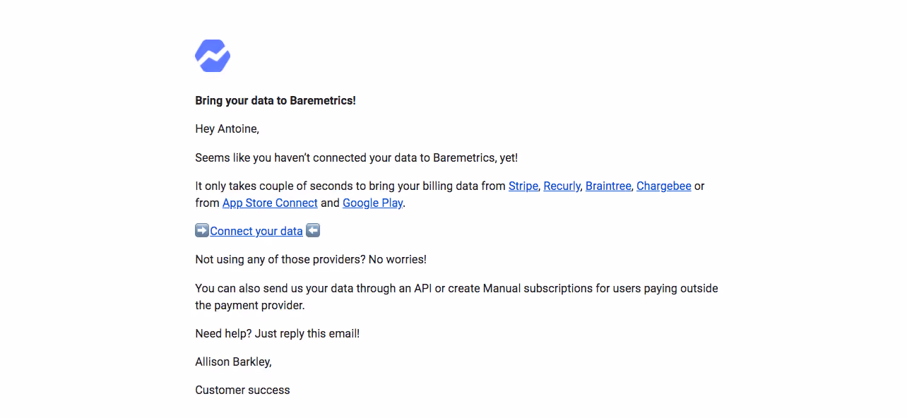 Baremetrics Activation Emails