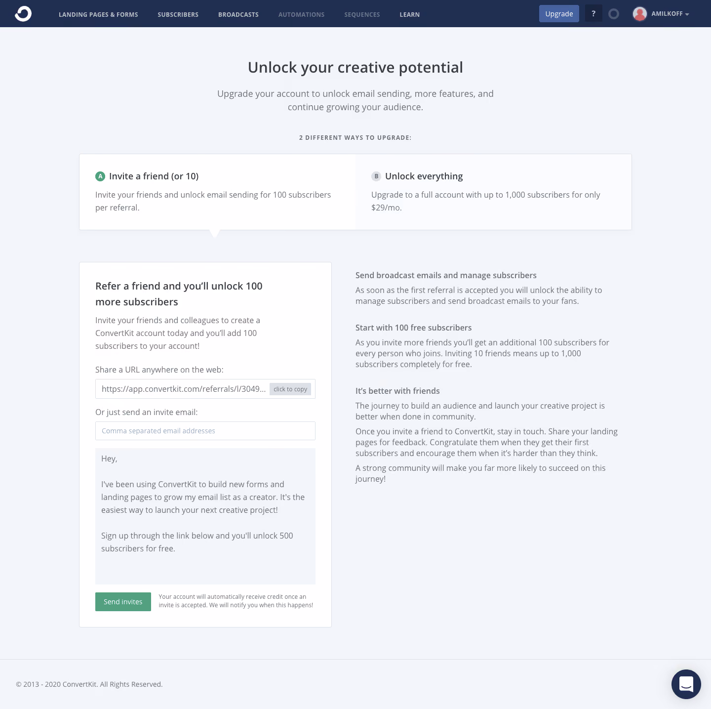 ConvertKit Upgrading