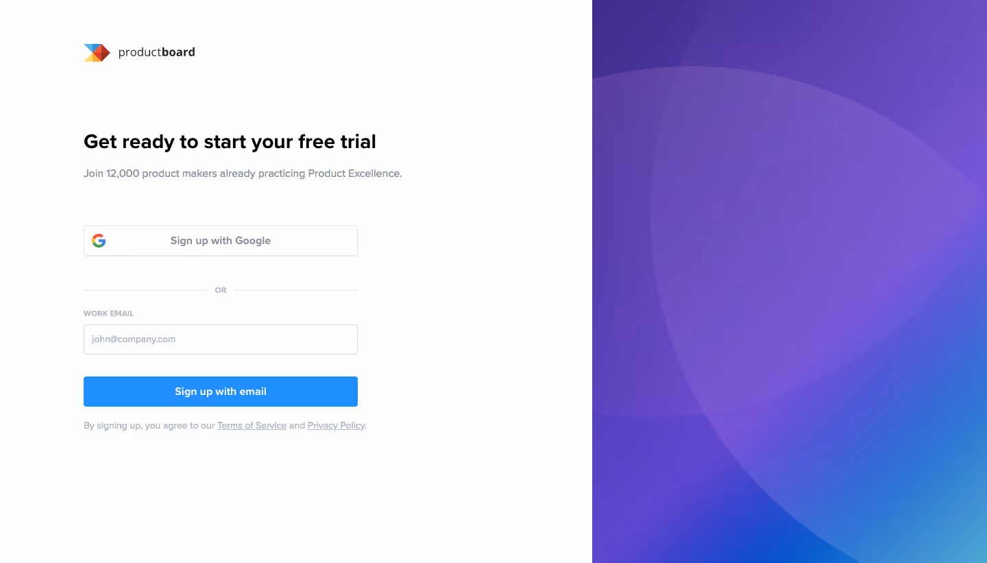 ProductBoard Signup Page
