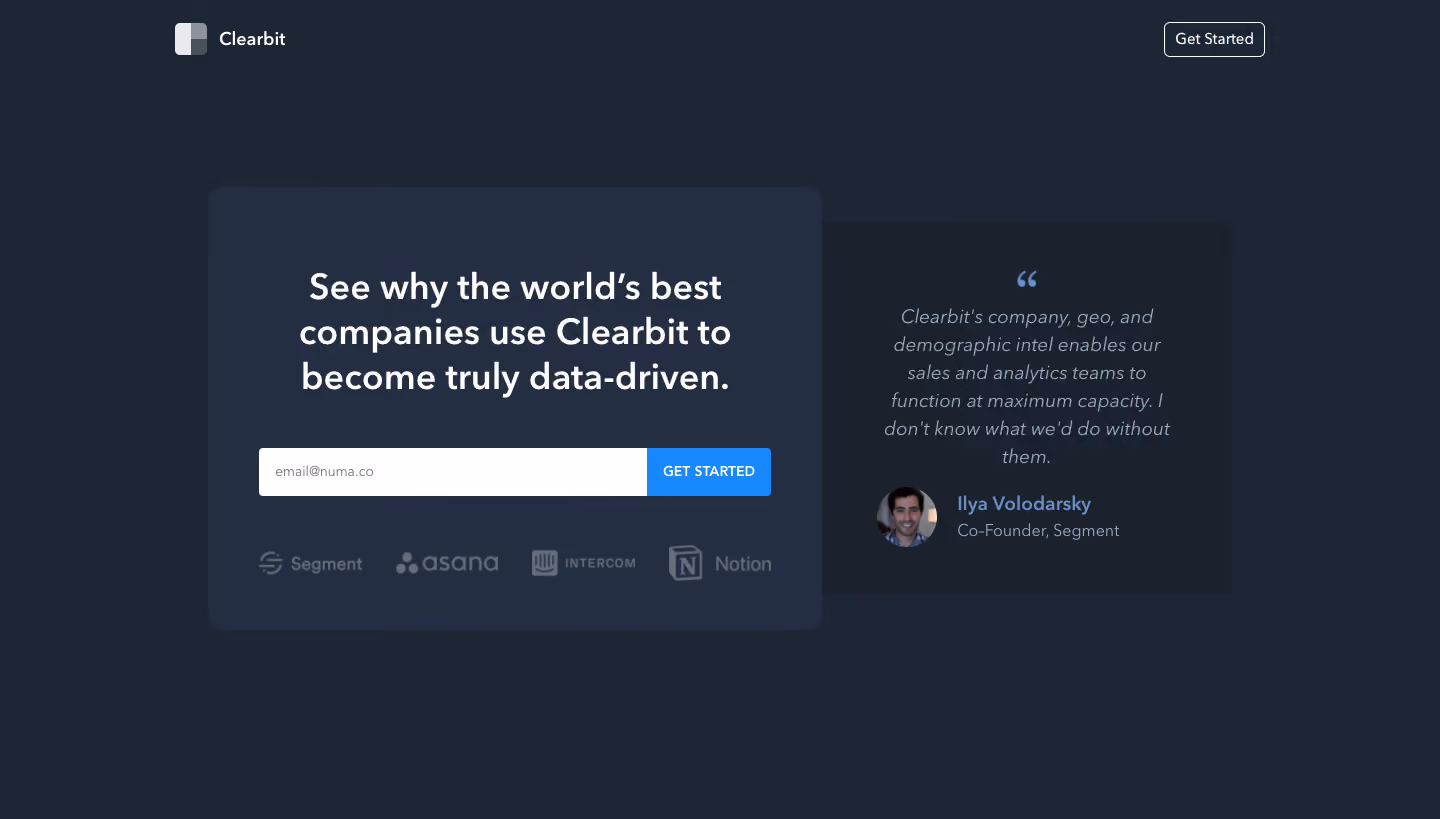 Clearbit Signup Page