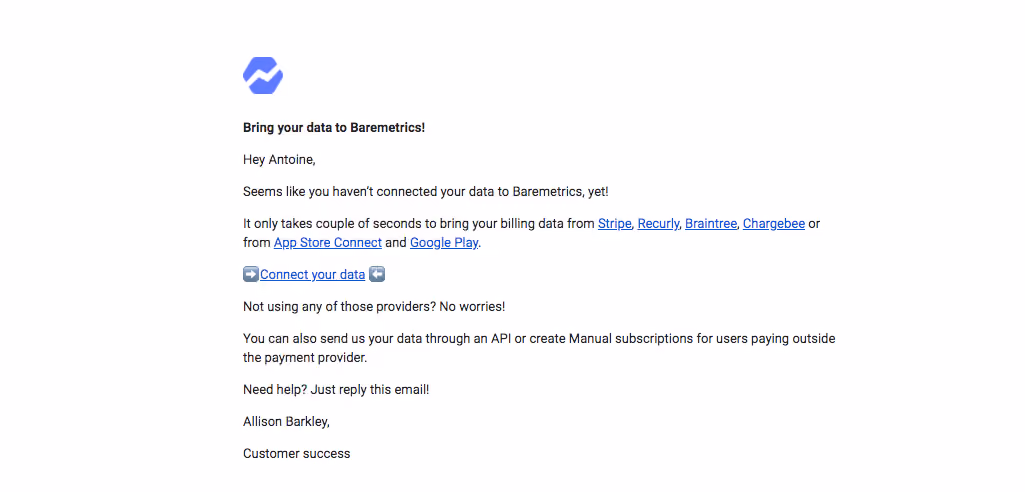Baremetrics Onboarding Emails
