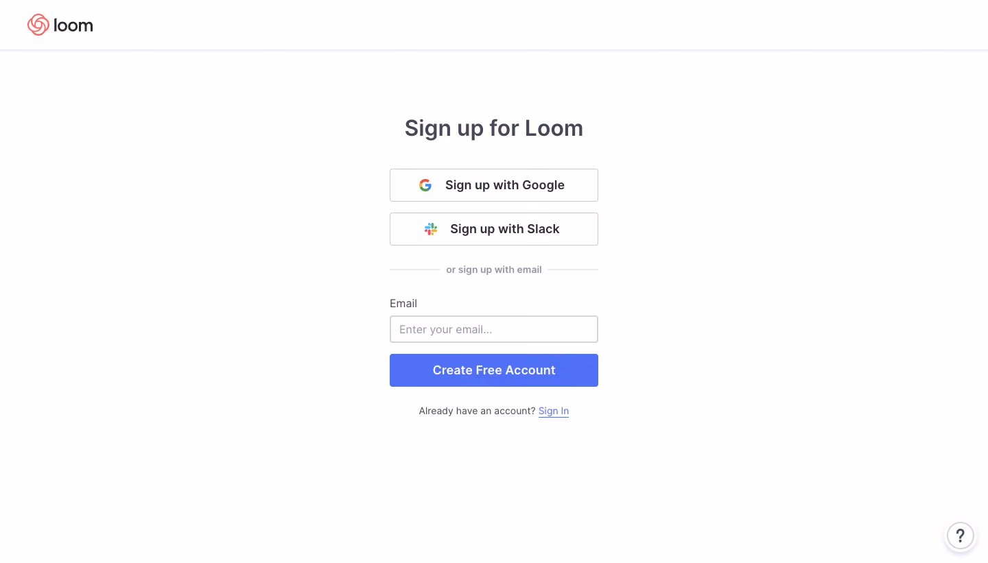 Loom Signup Page