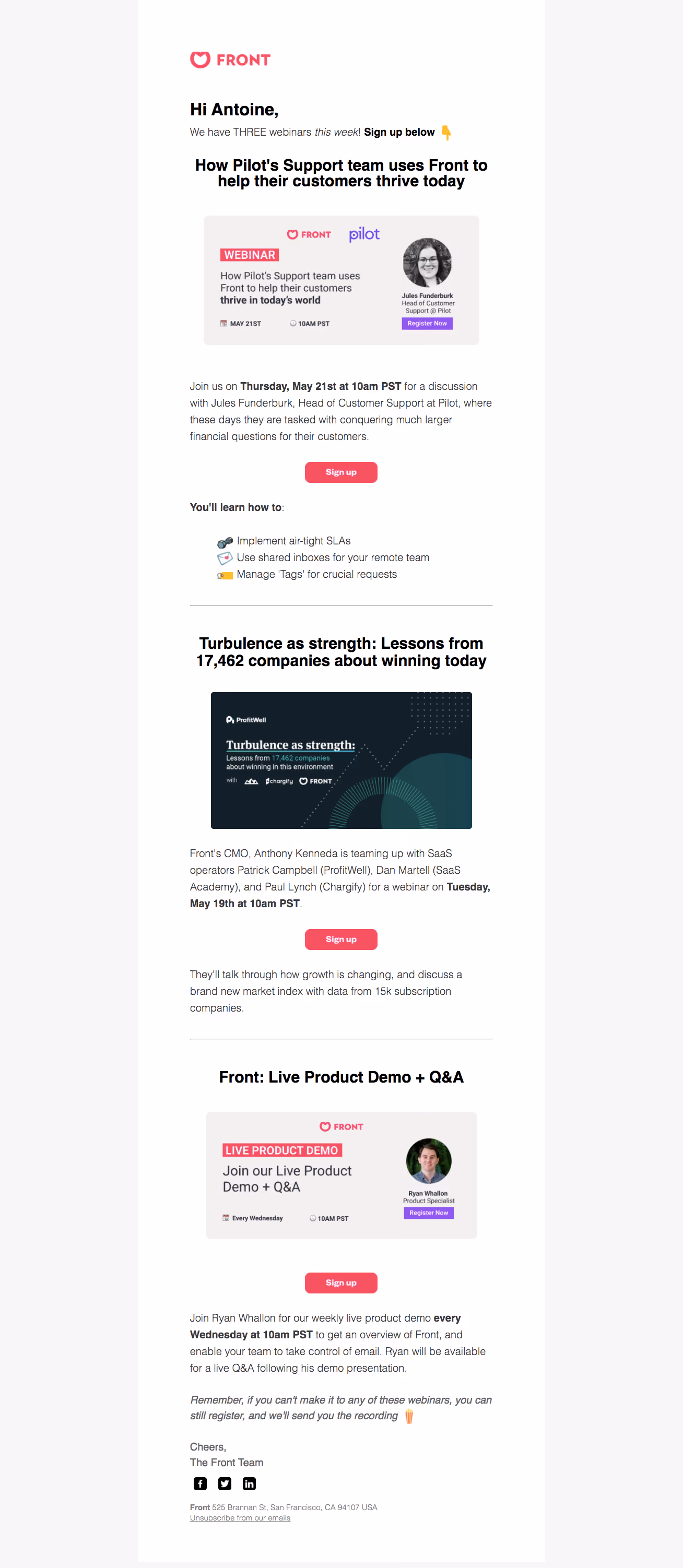 Front Webinars Emails