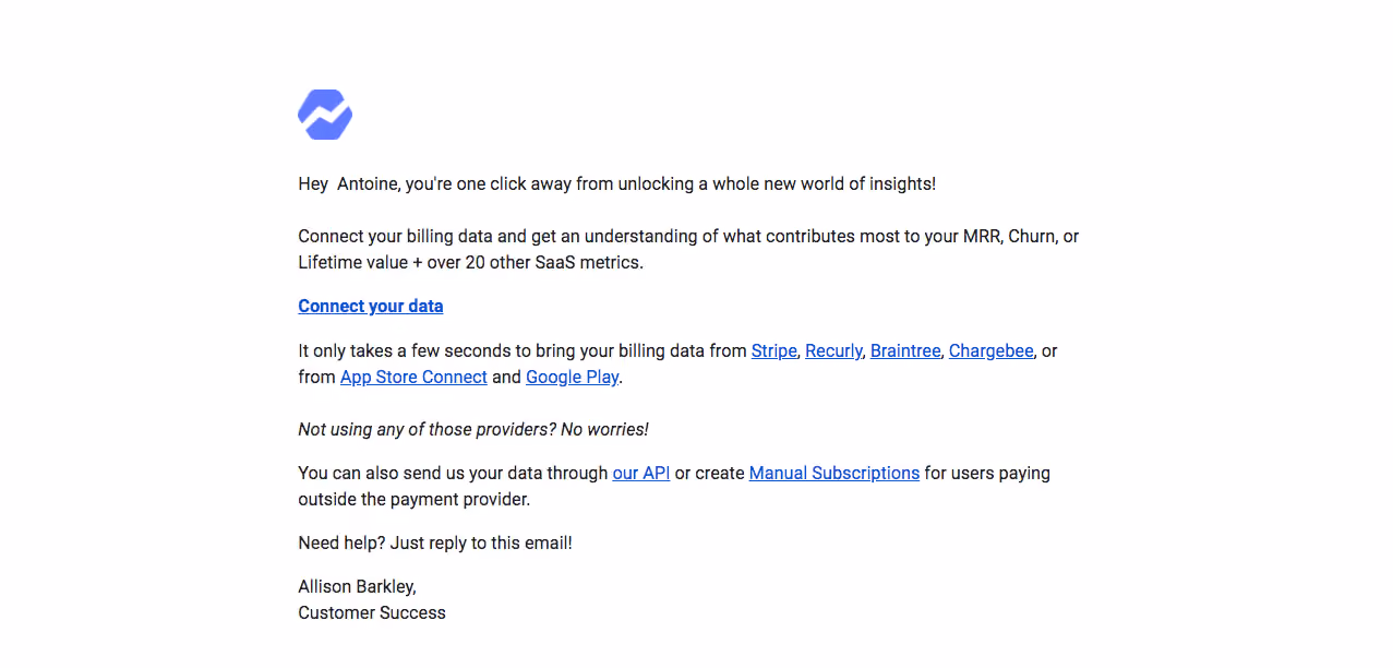 Baremetrics Onboarding Emails