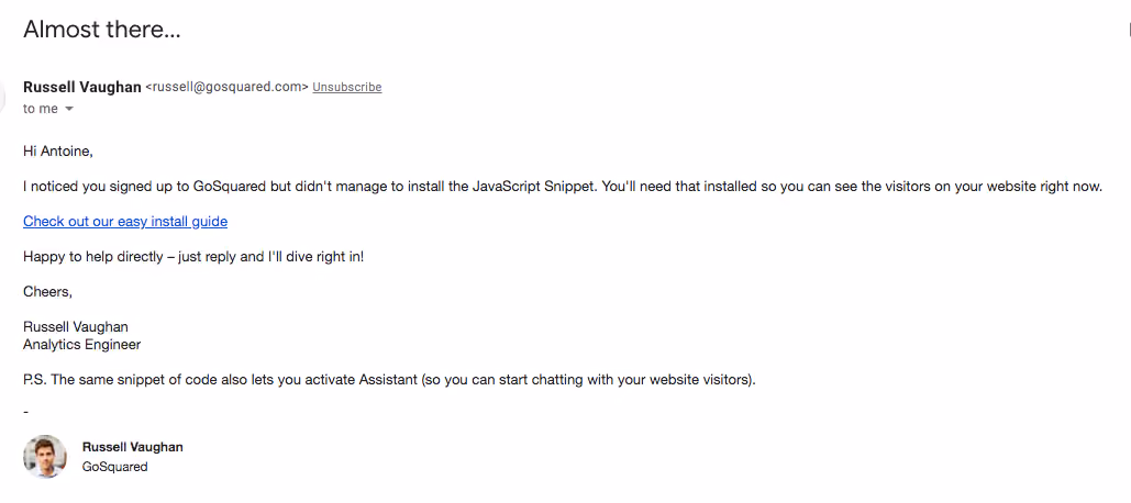 GoSquared Activation Emails