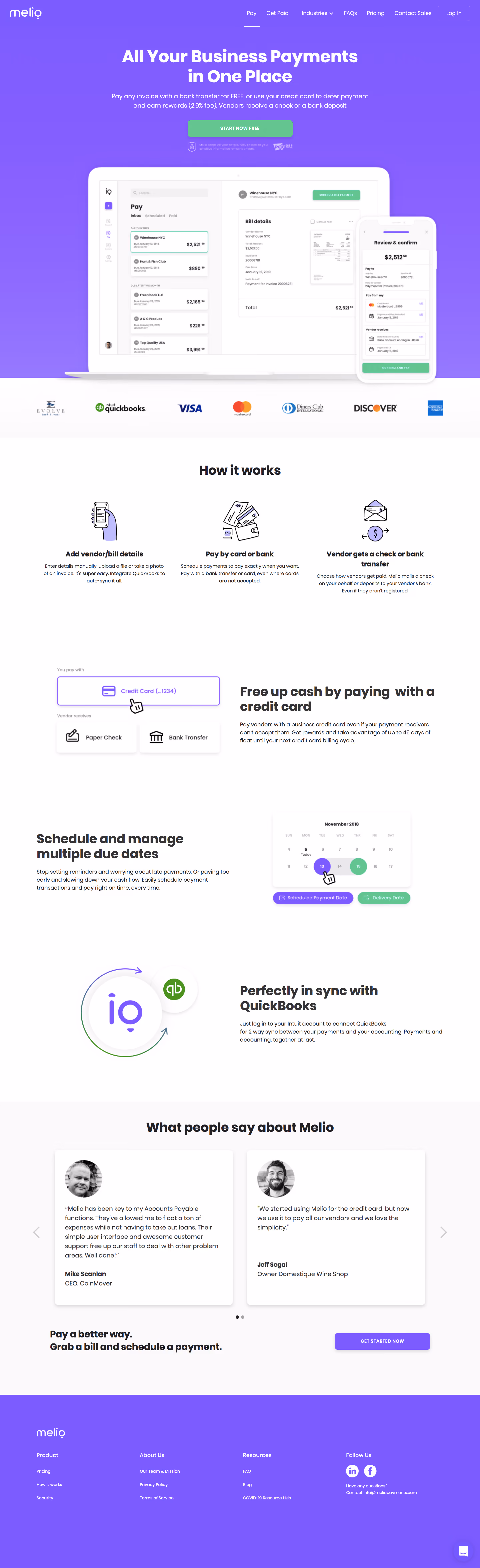 Melio Landing Page