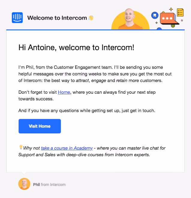 Intercom Welcome Email
