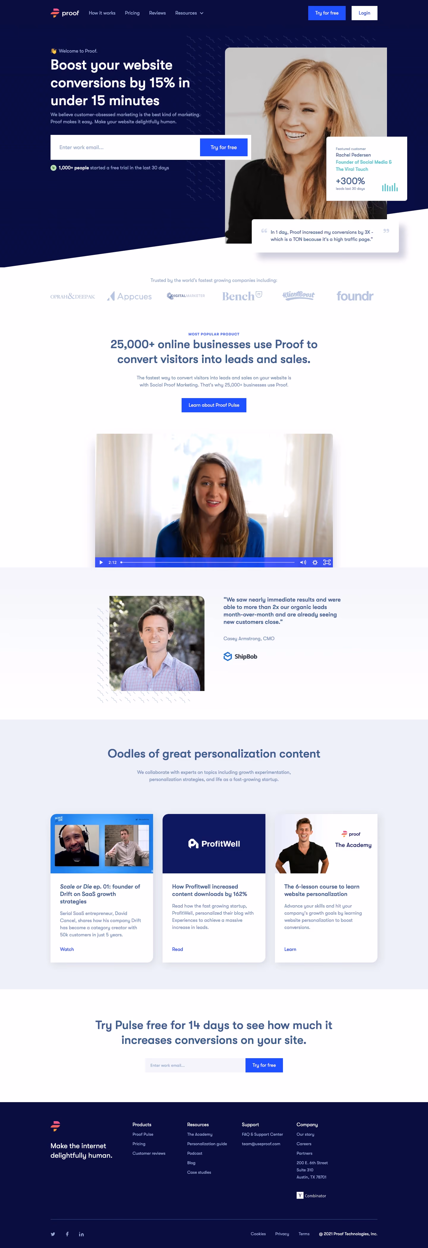 Proof Landing Page