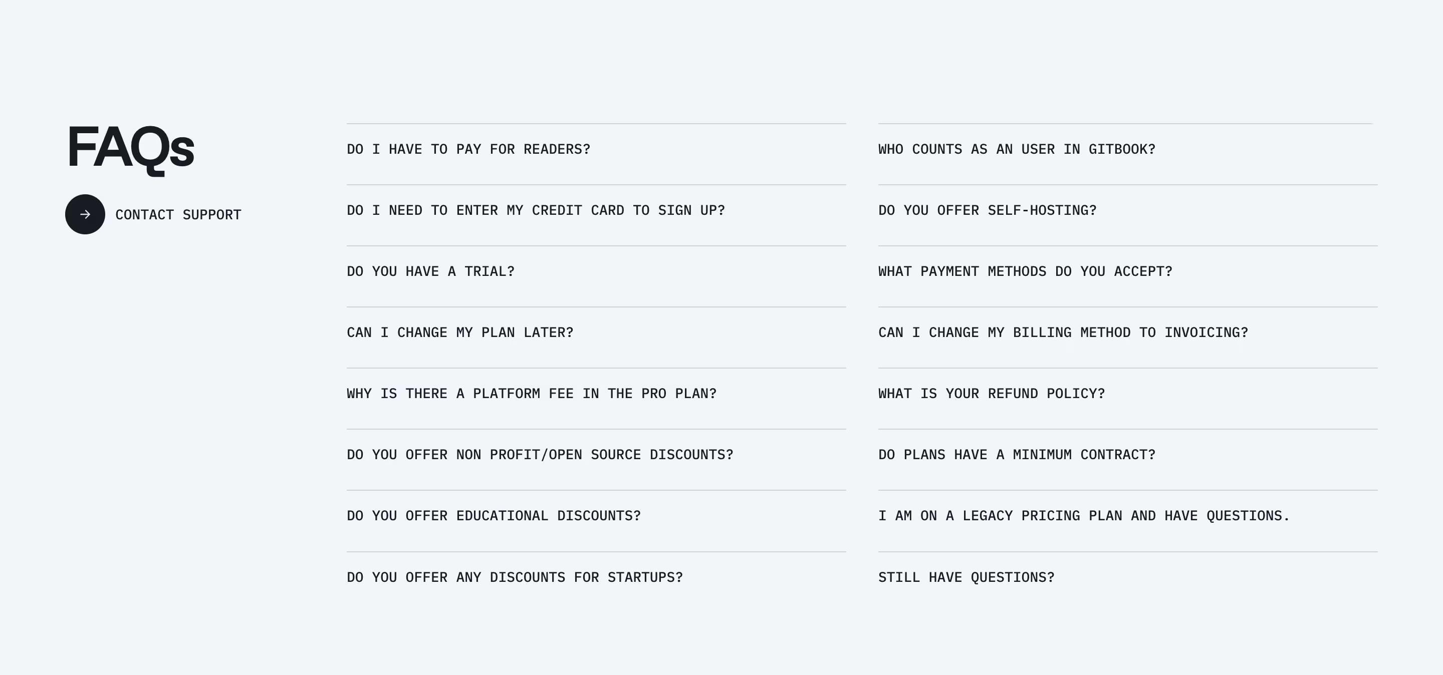 GitBook FAQ Section