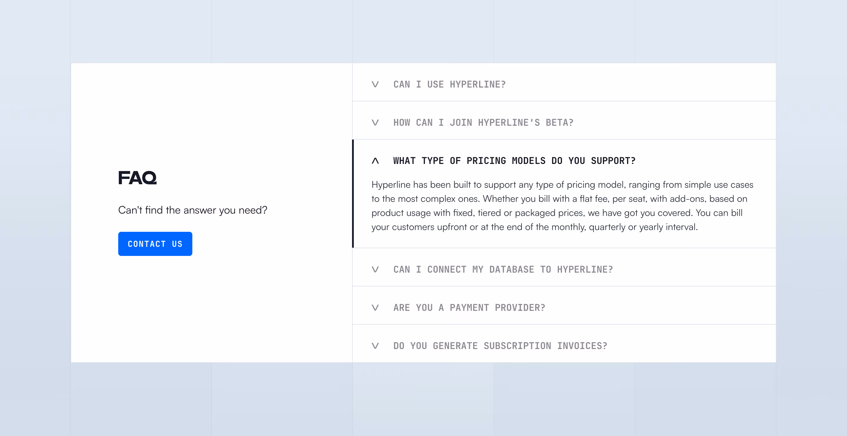 Hyperline FAQ Section