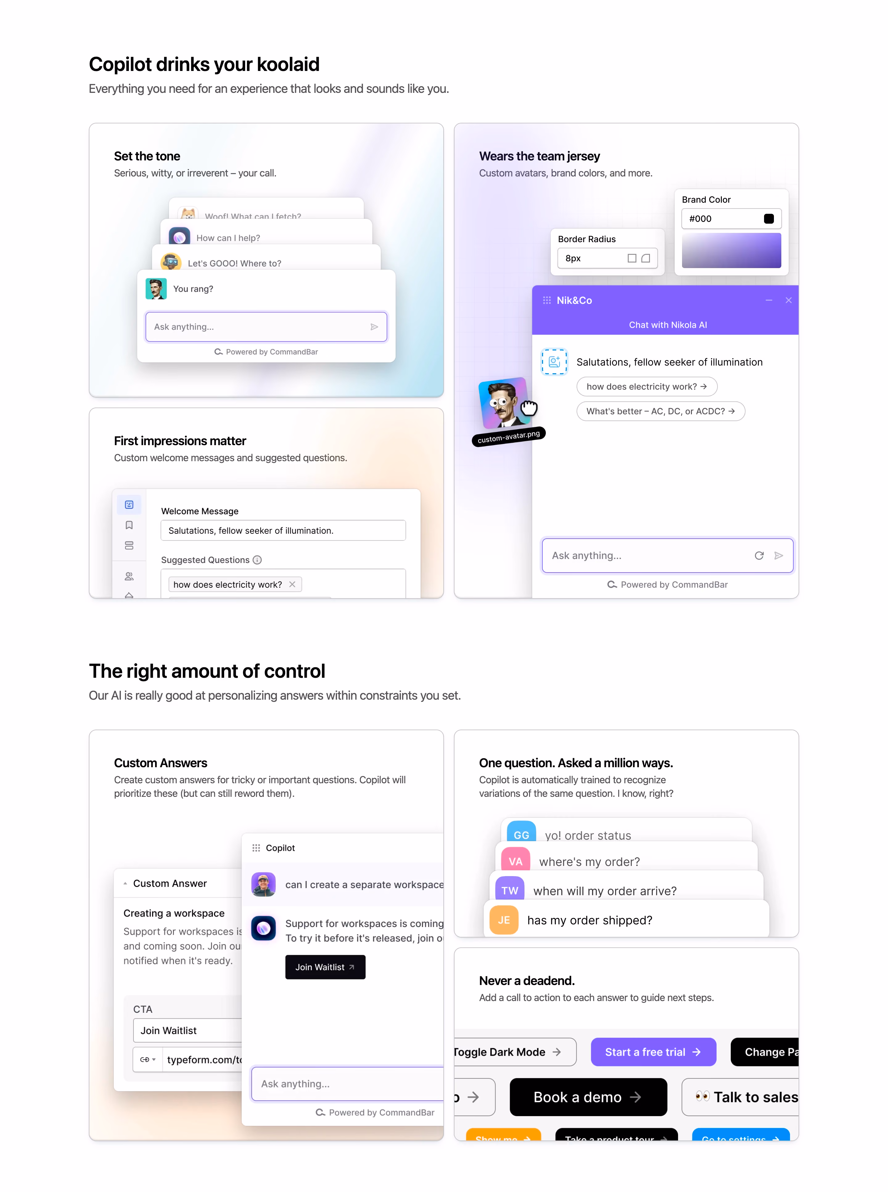 CommandBar Bento Features Section