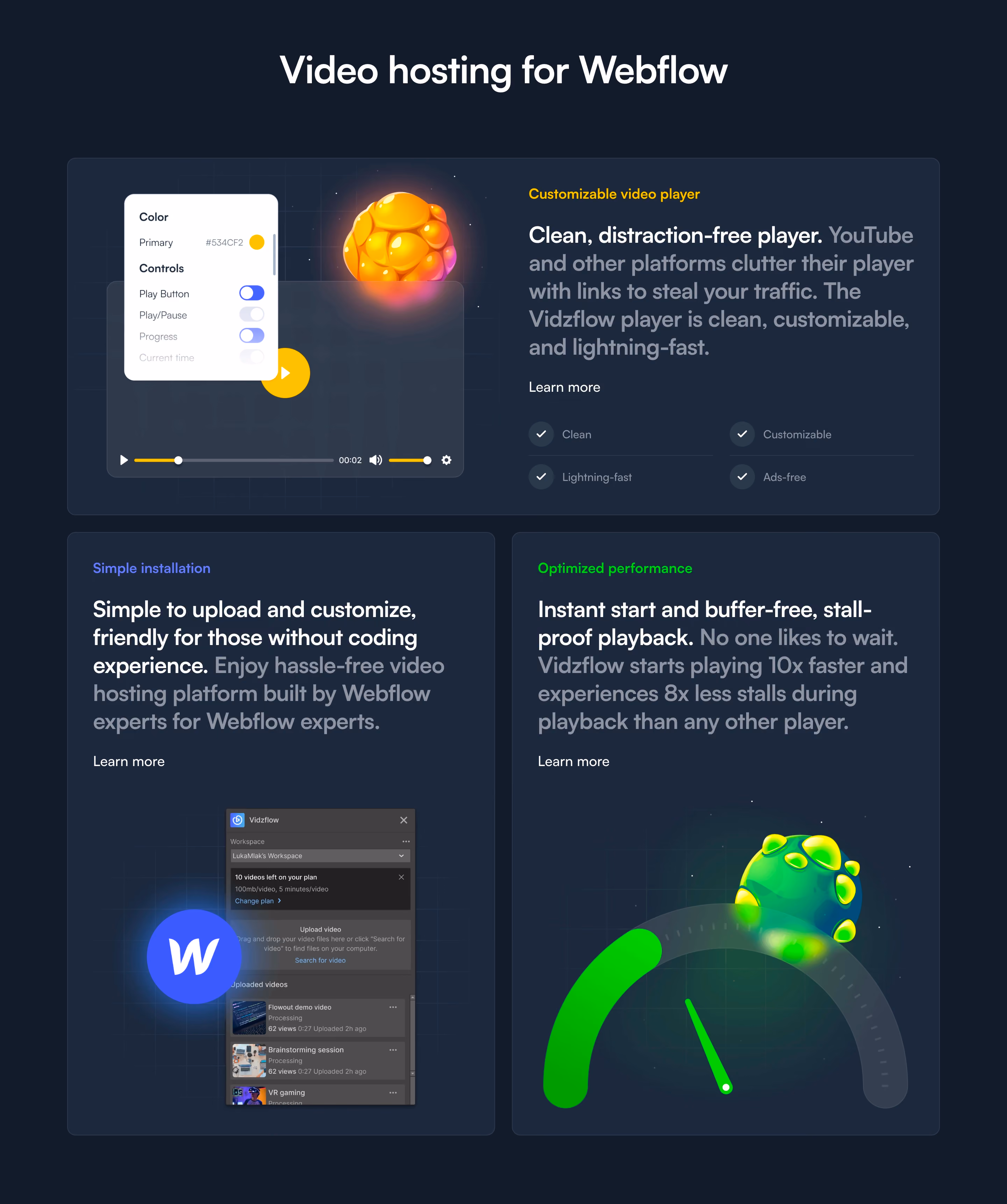 Vidzflow Features Section