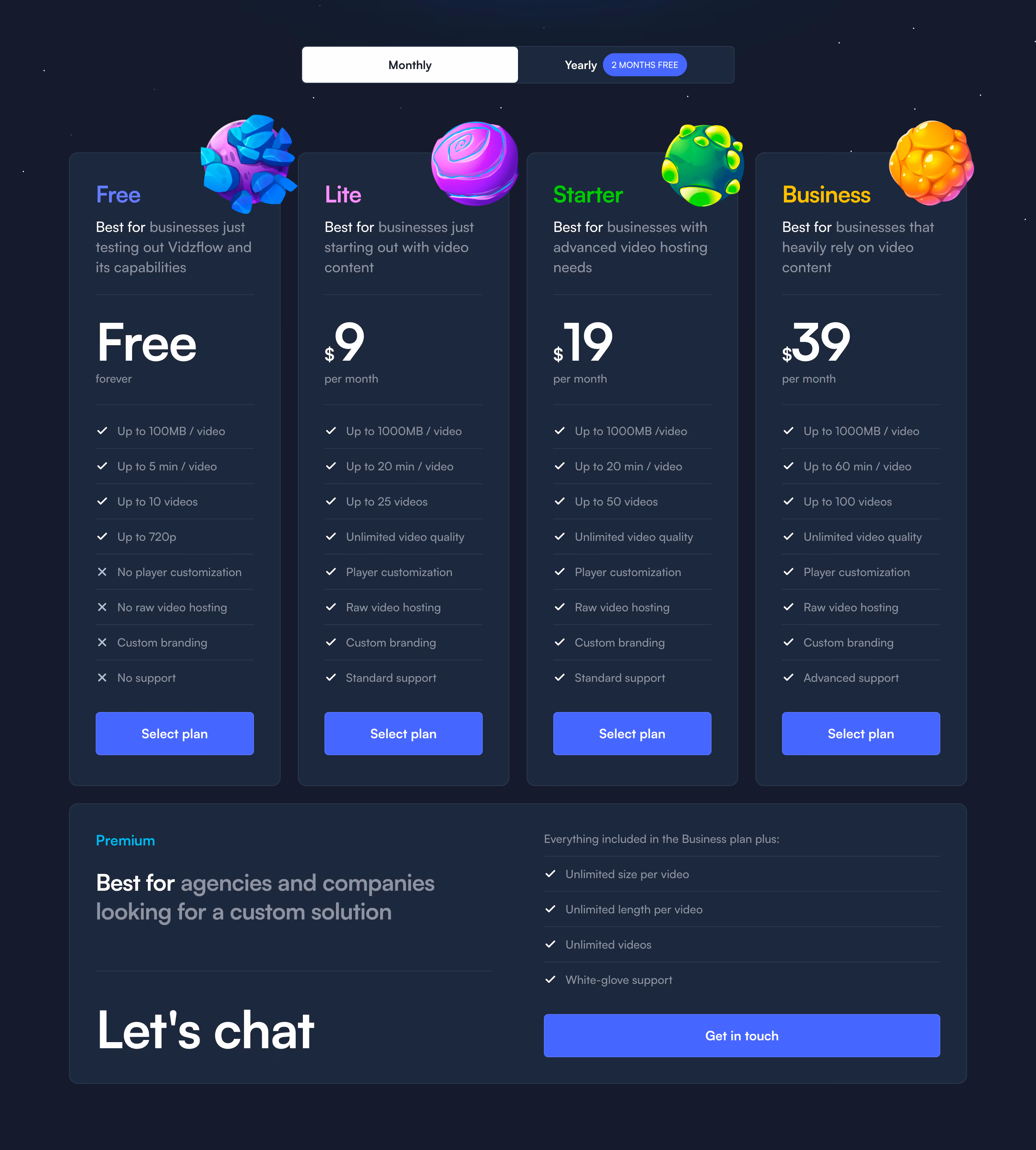 Vidzflow Pricing Section