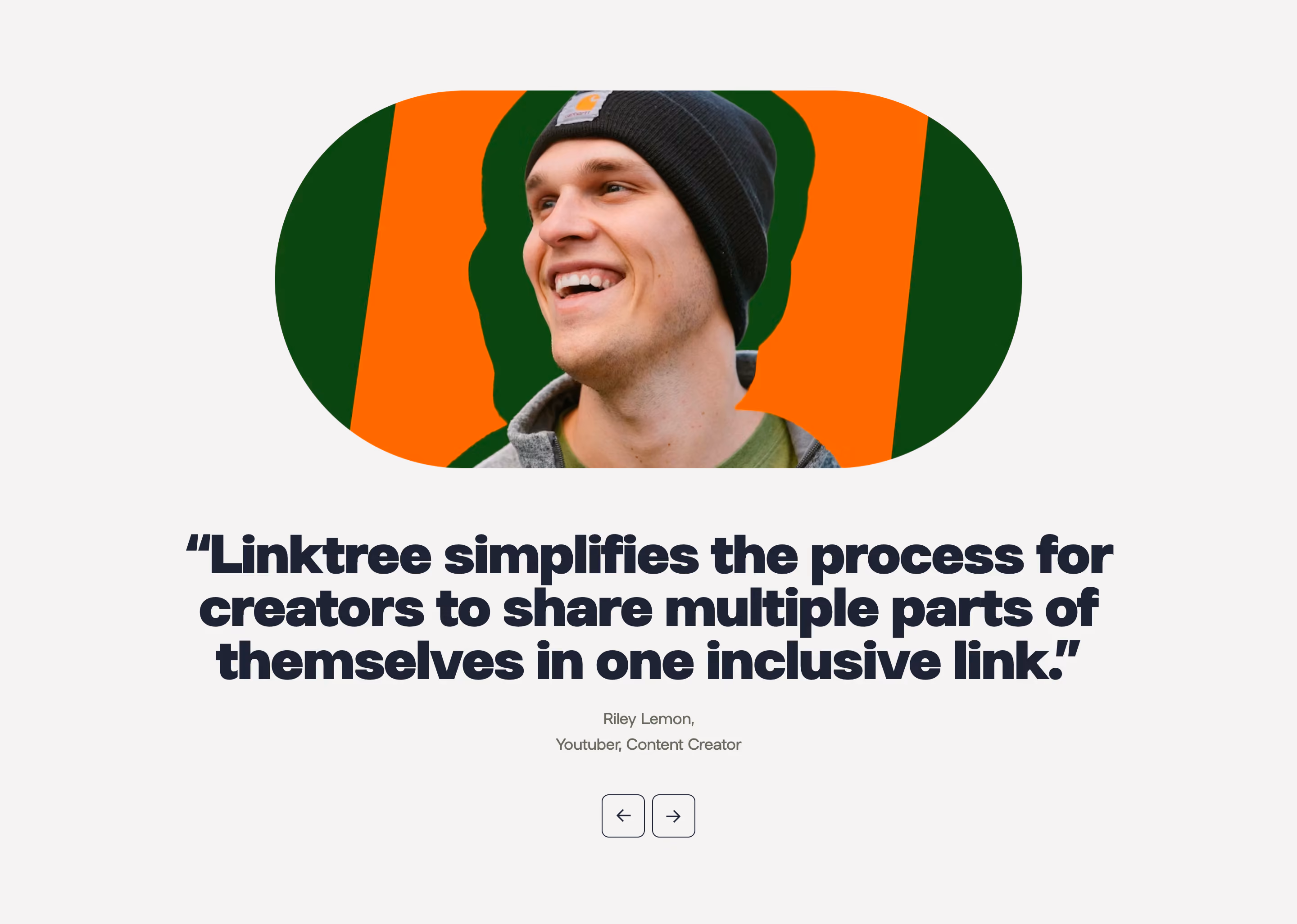 Linktree Testimonial Section
