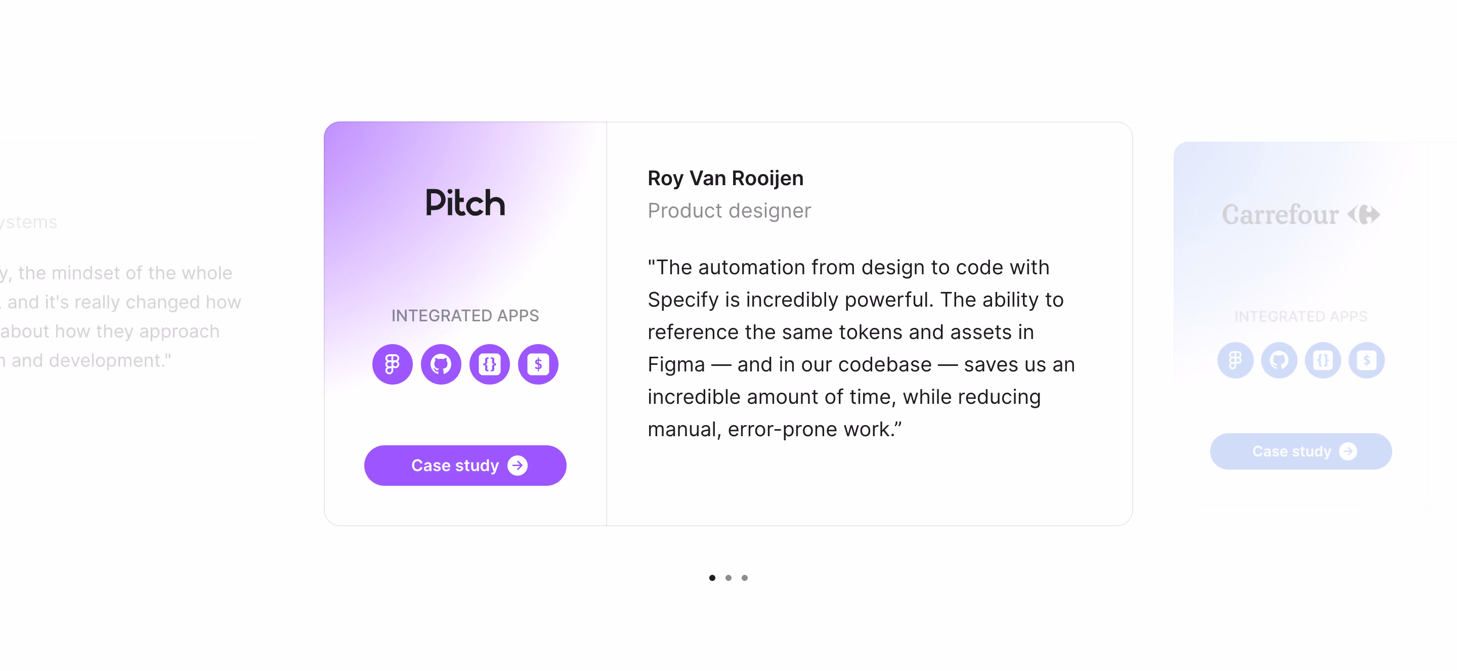 Specify Testimonial Section