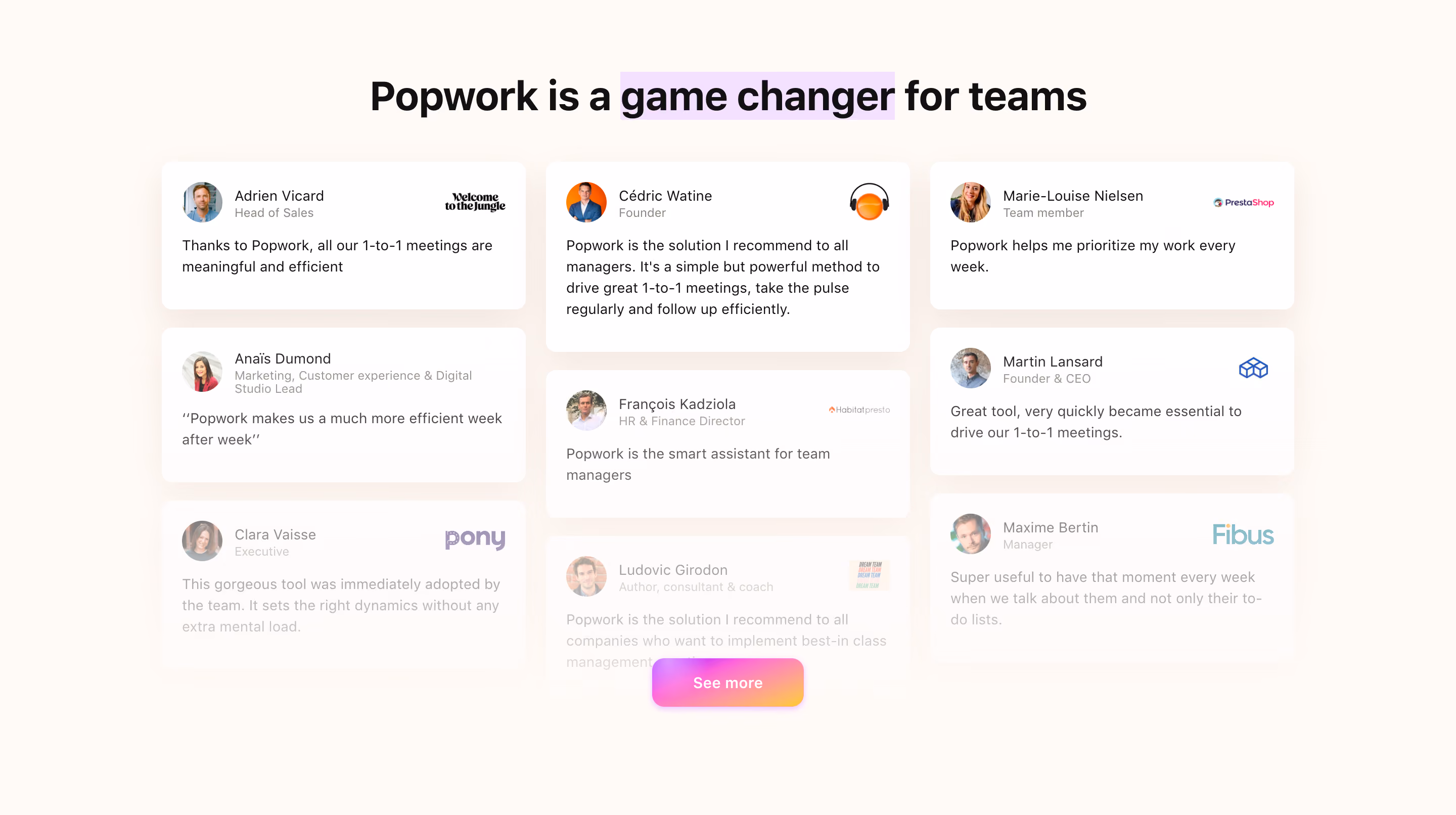 Popwork Testimonial Section