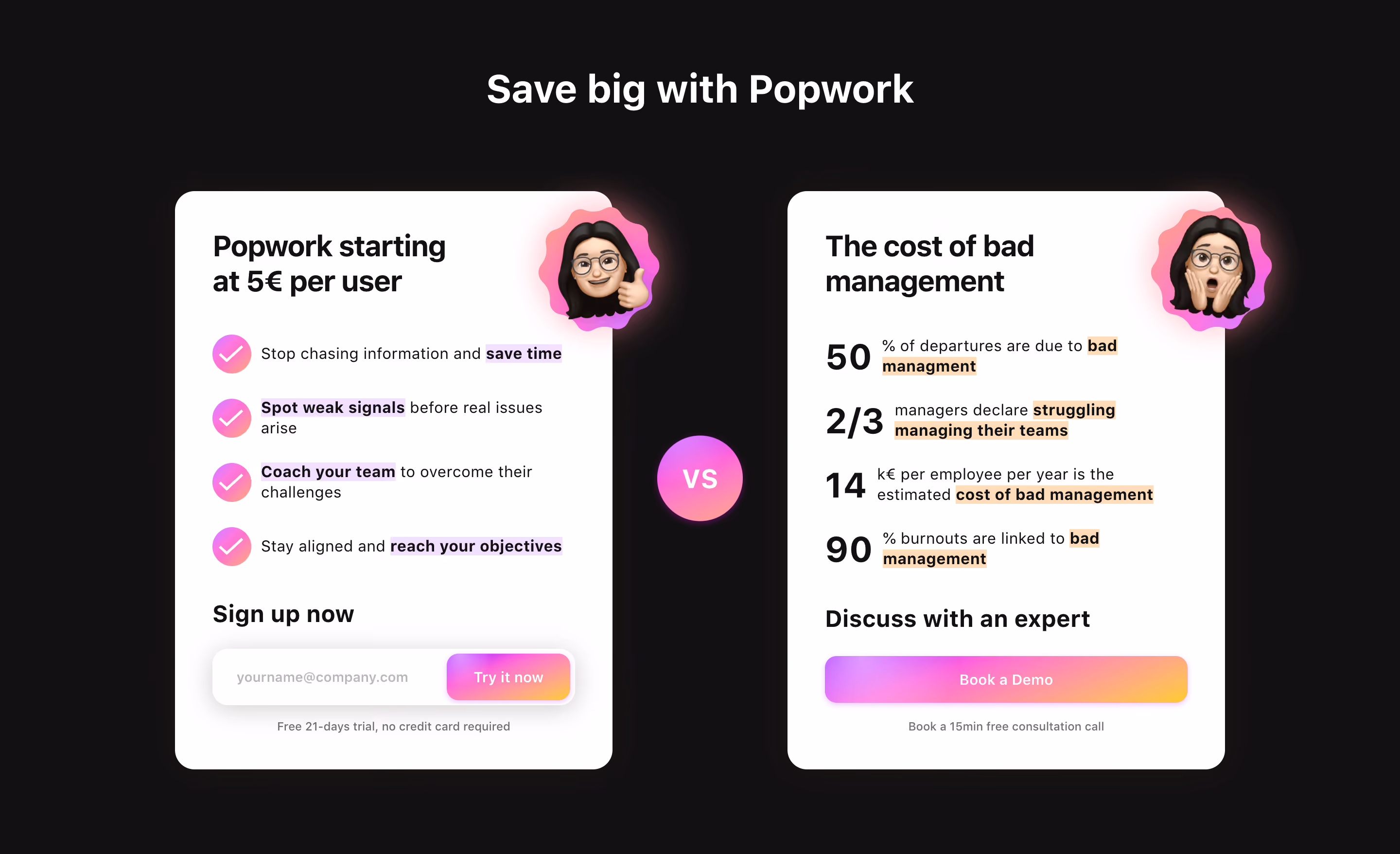 Popwork Comparison Section