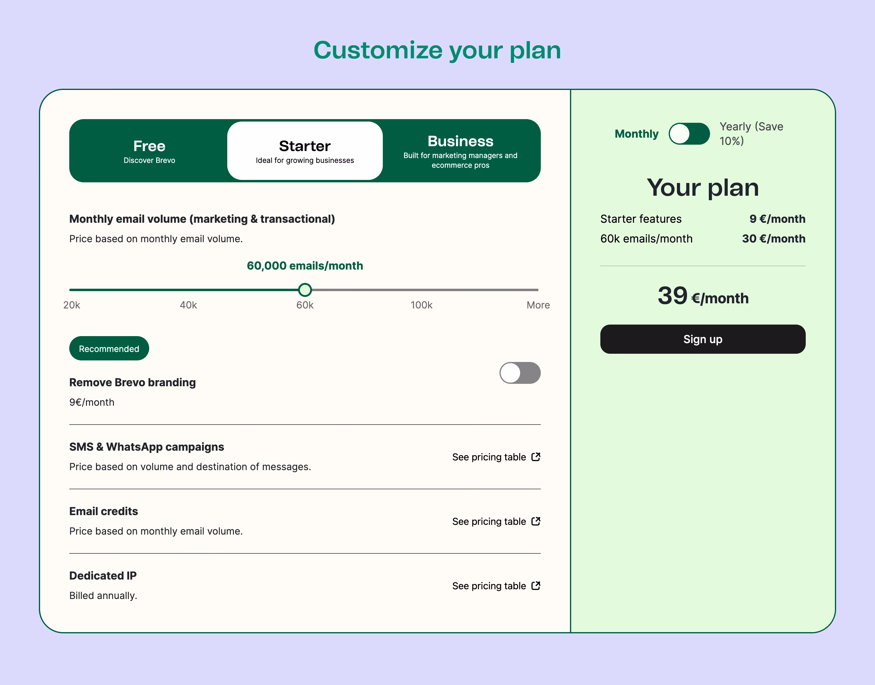 Brevo Calculator Section
