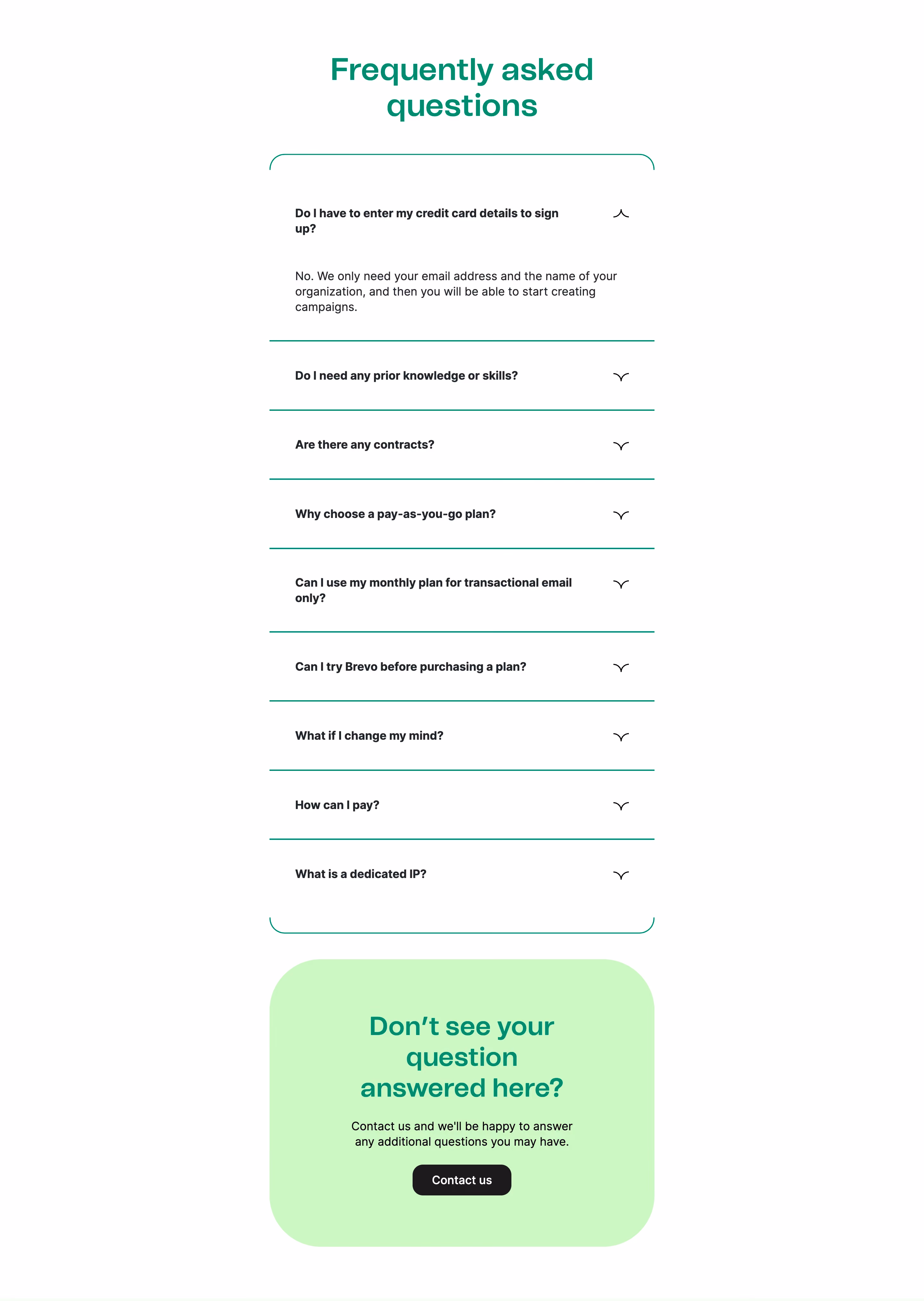 Brevo FAQ Section