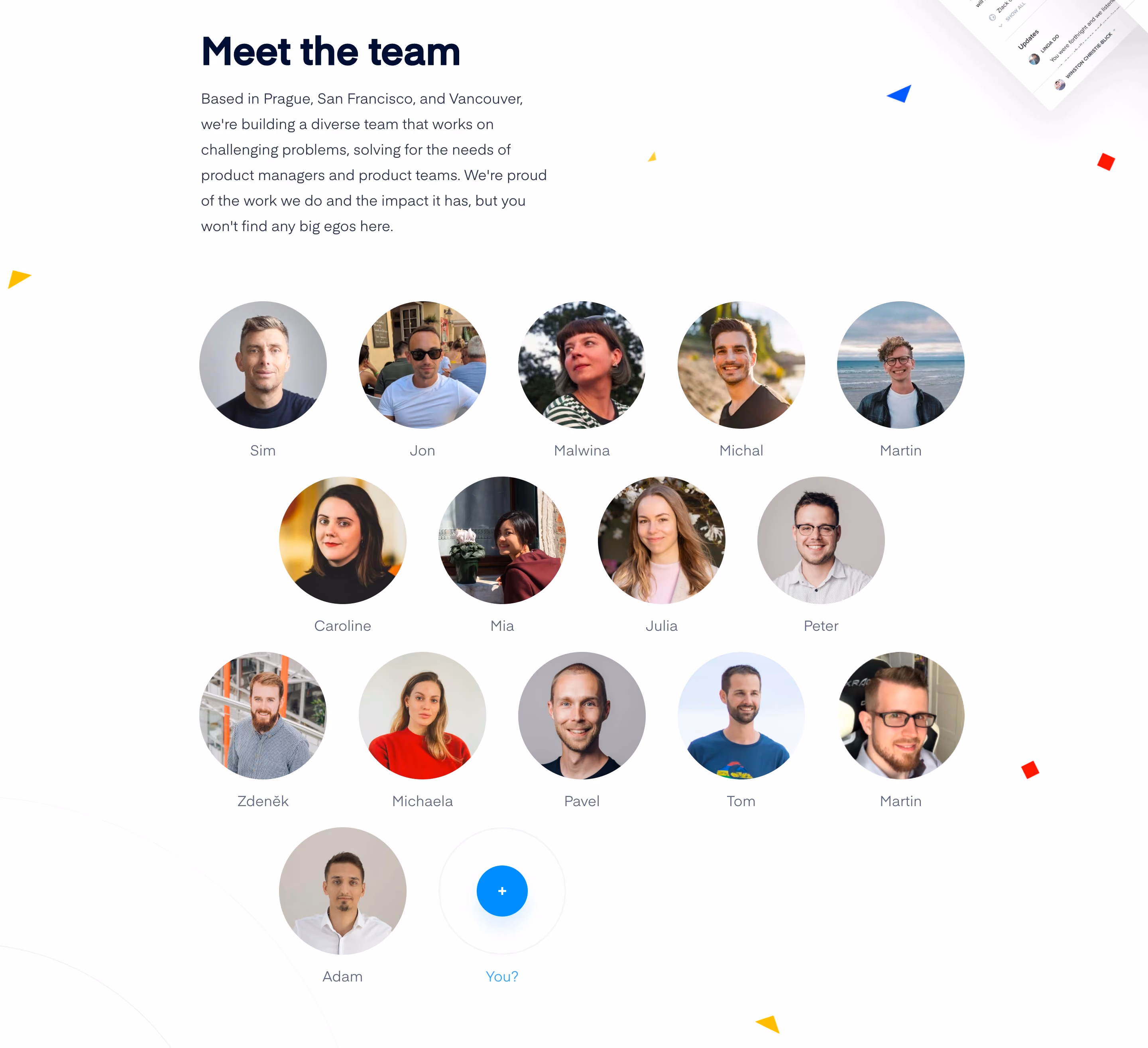 ProductBoard Team Section