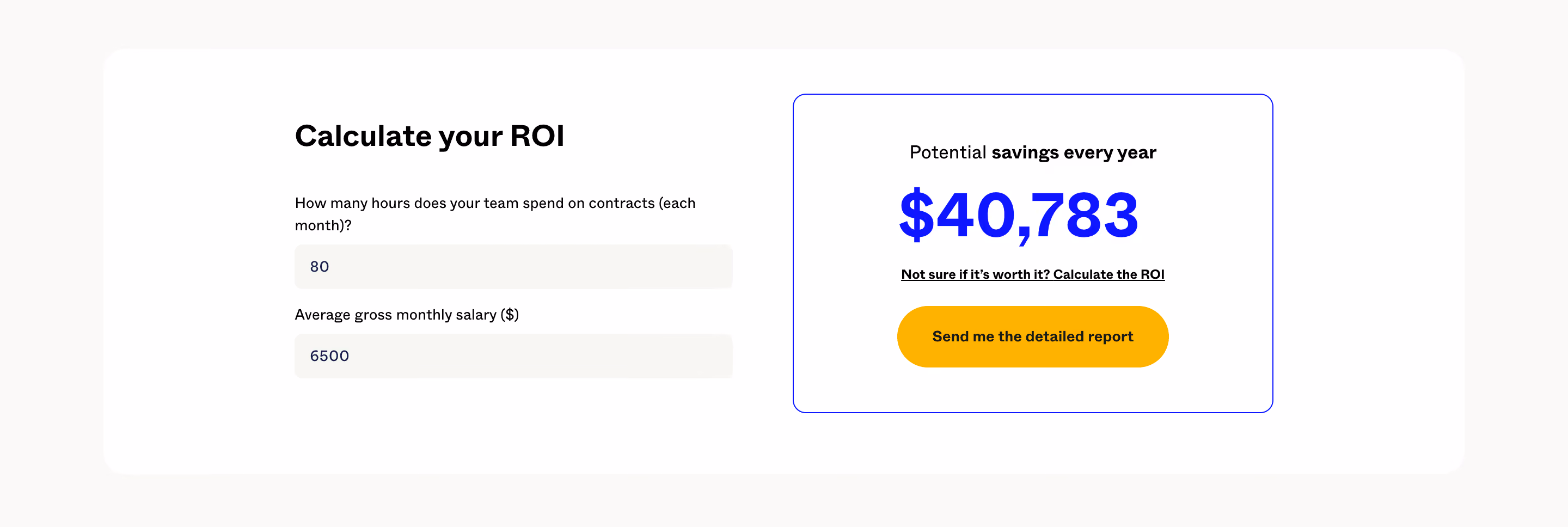 Contractbook Calculator Section
