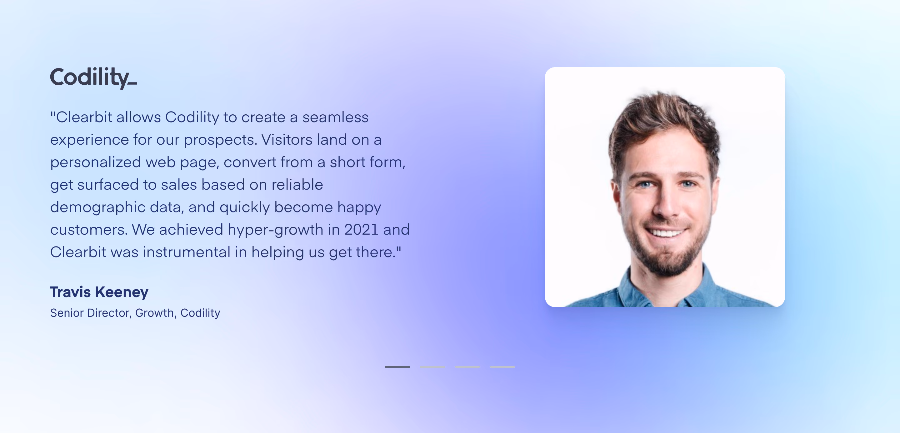 Clearbit Testimonial Section