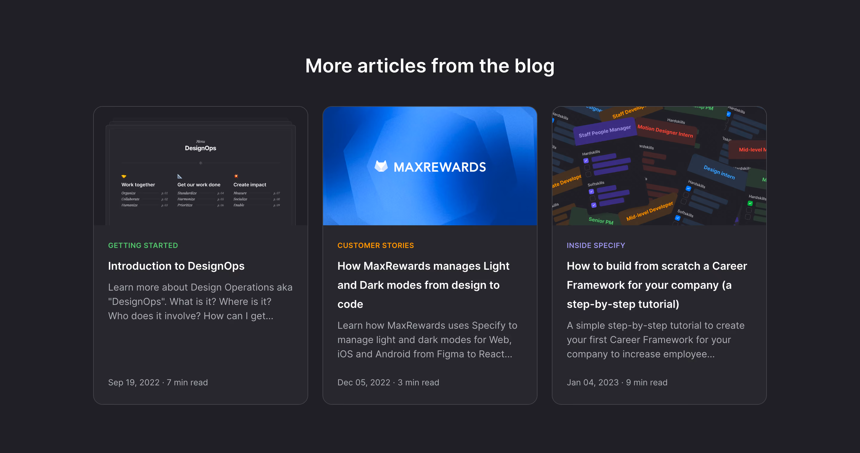 Specify Blog Cards Section