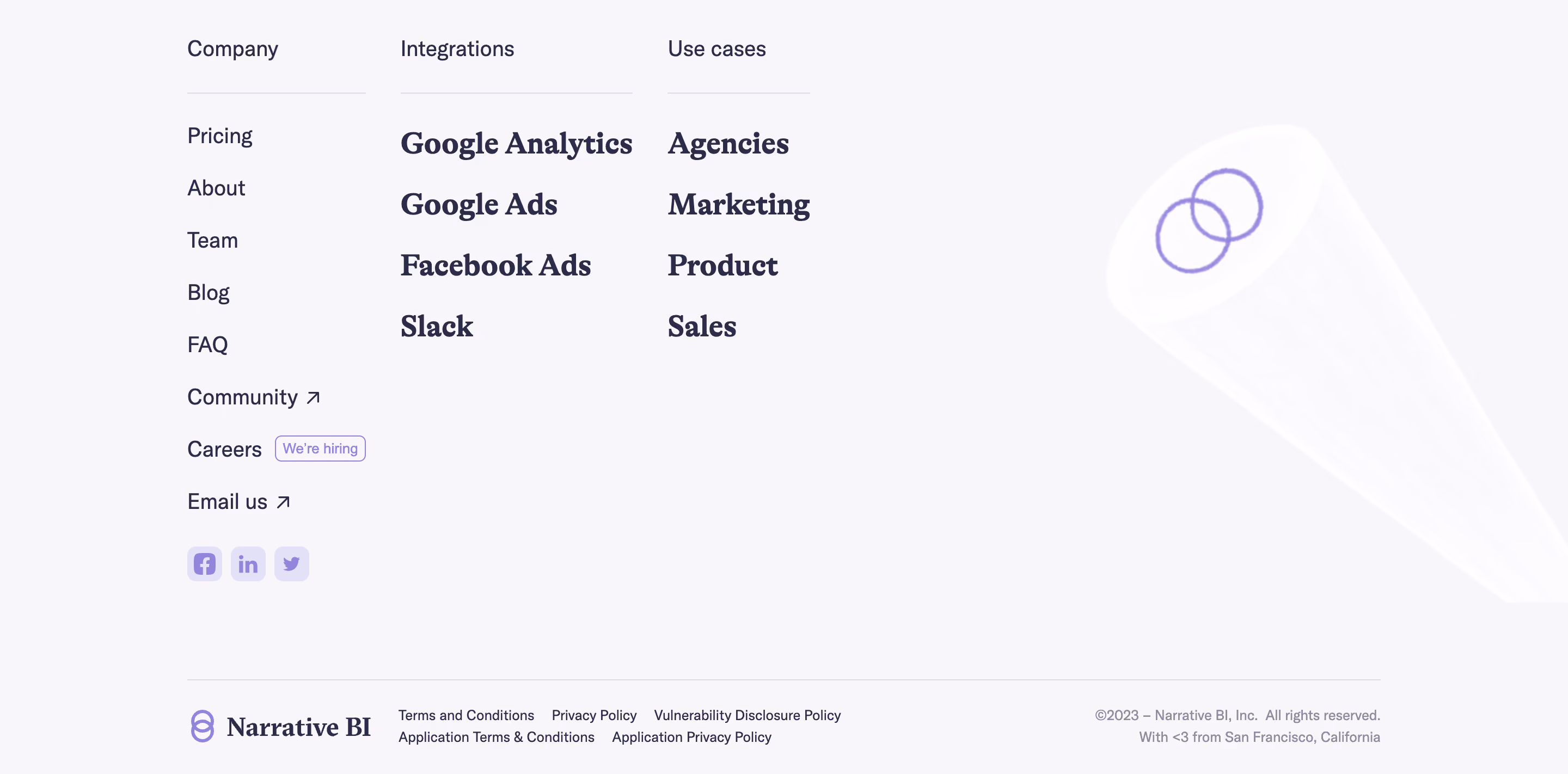 Narrative BI Footer Section