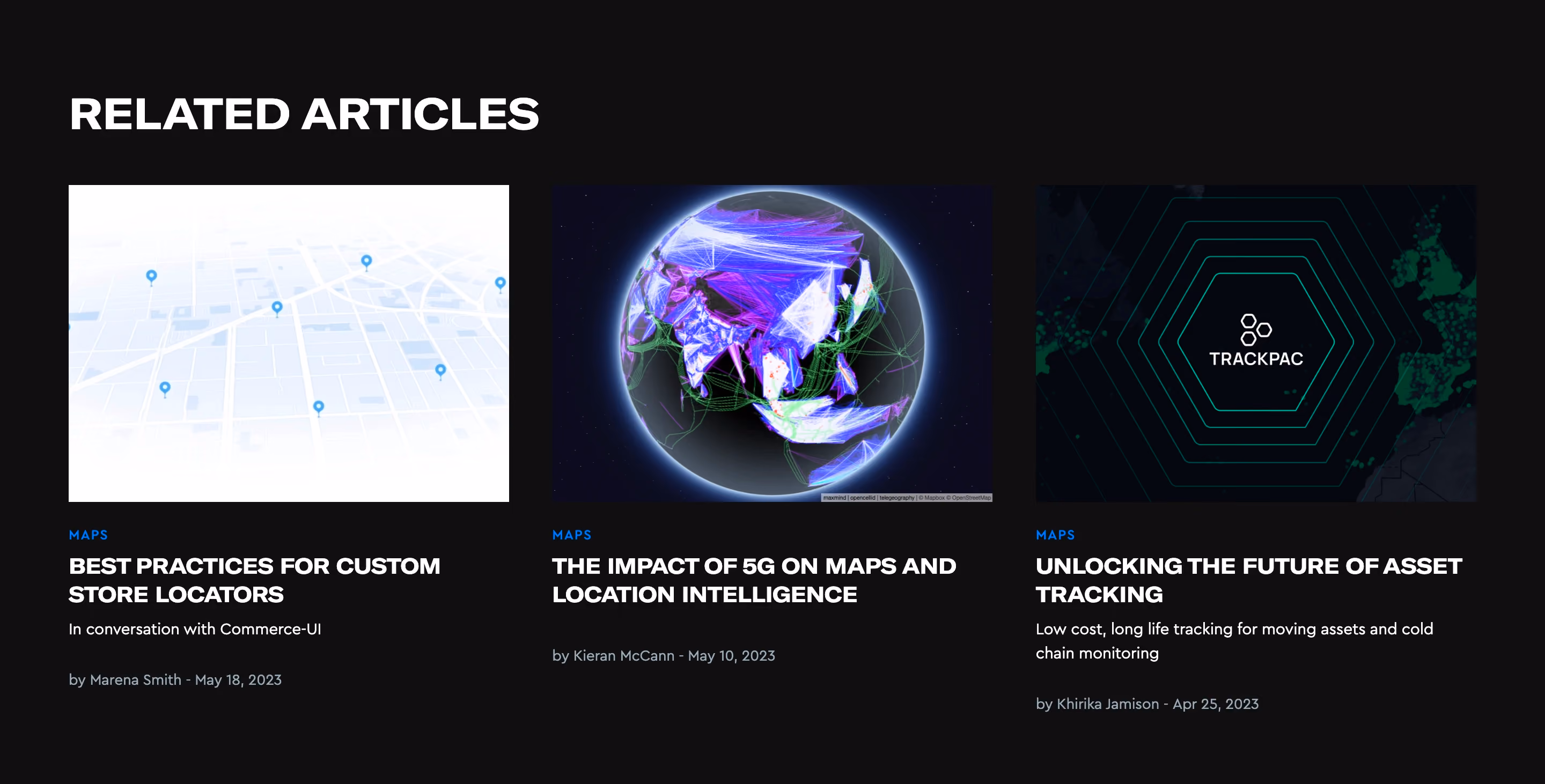 Mapbox Blog Cards Section