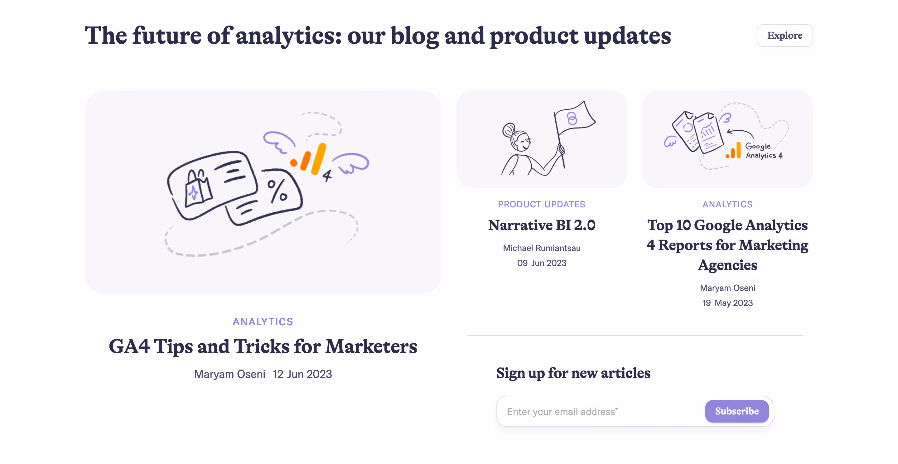 Narrative BI Blog Cards Section