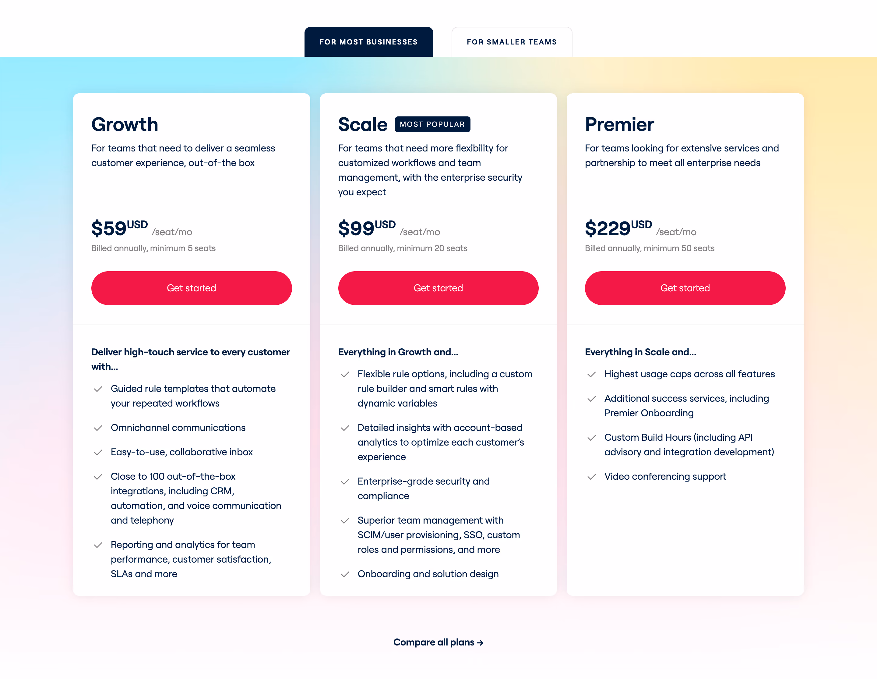 Front Pricing Section