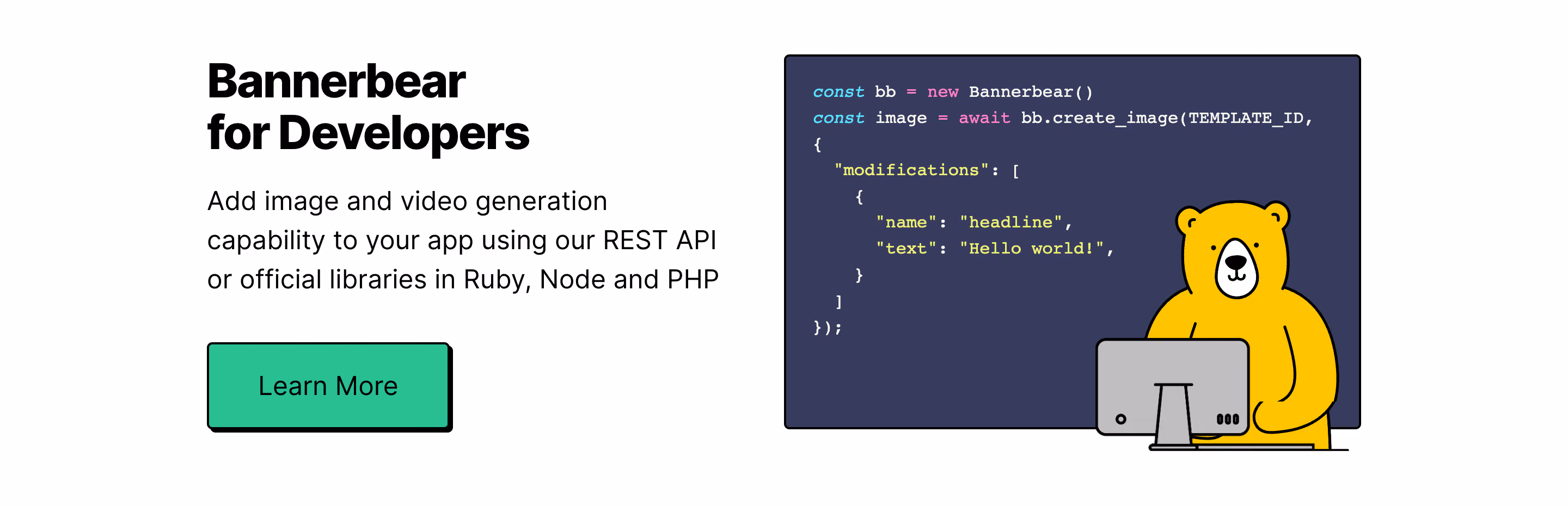 Bannerbear API Section