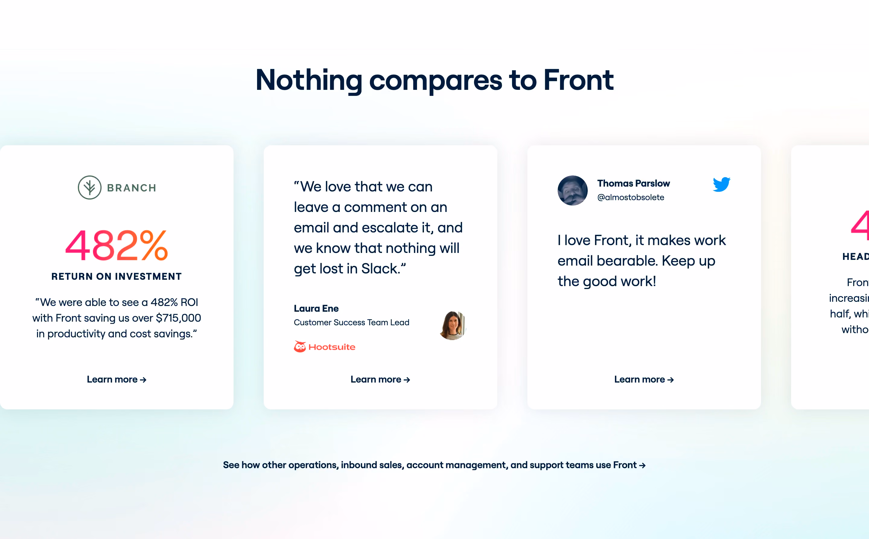 Front Testimonial Section