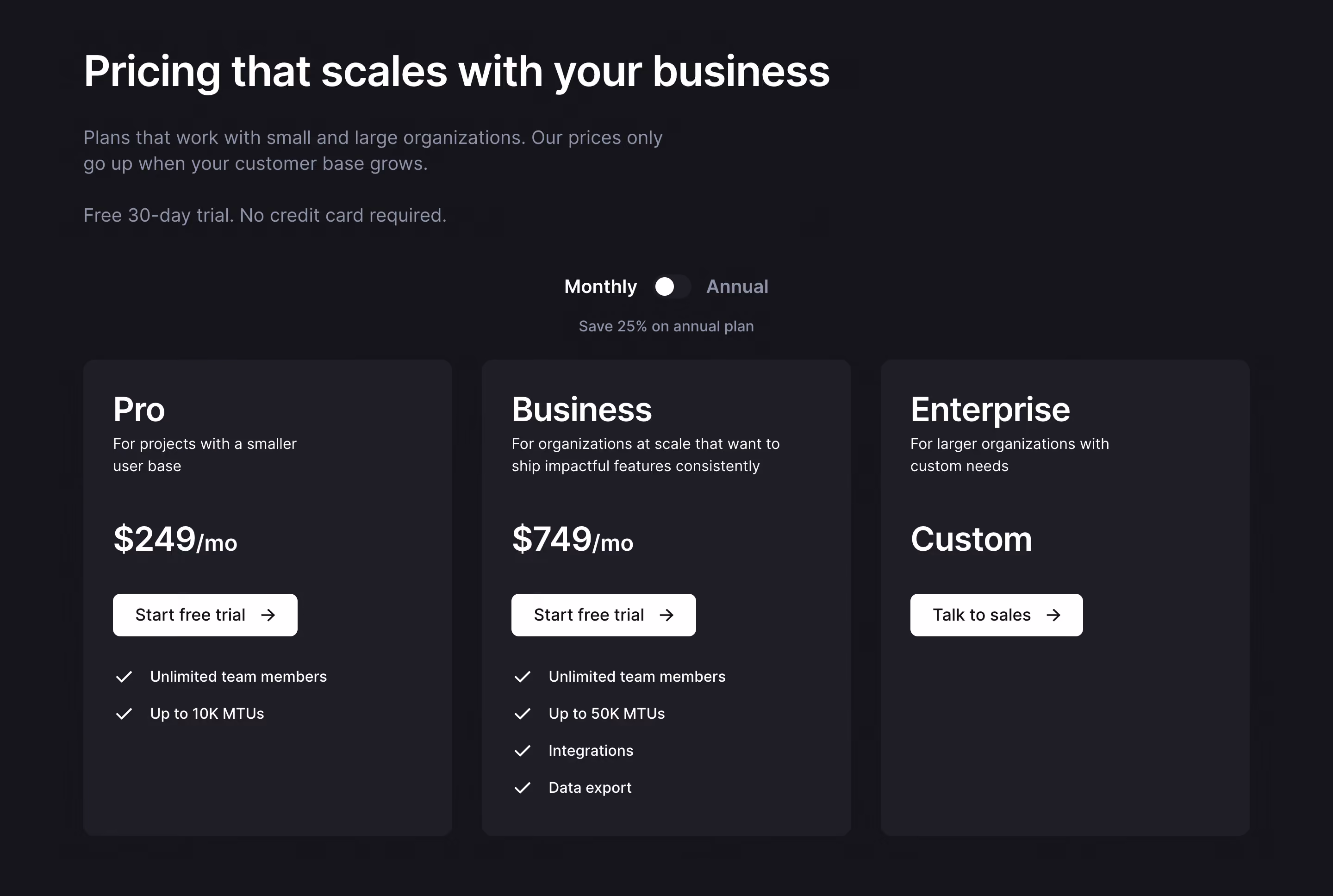 Bucket Pricing Section