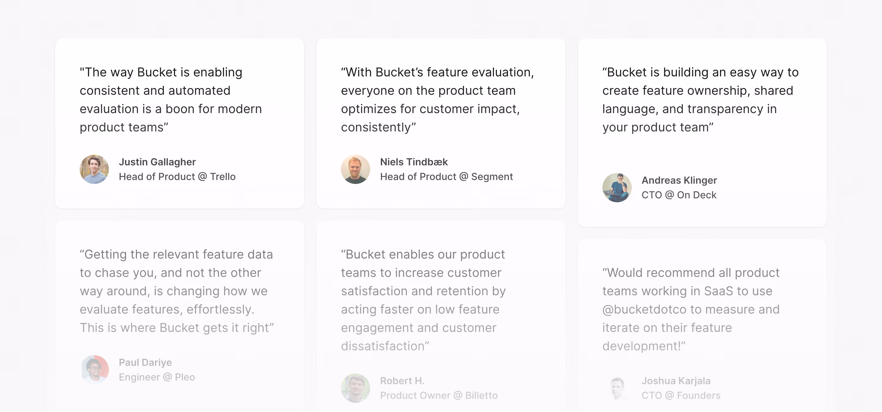 Bucket Testimonial Section