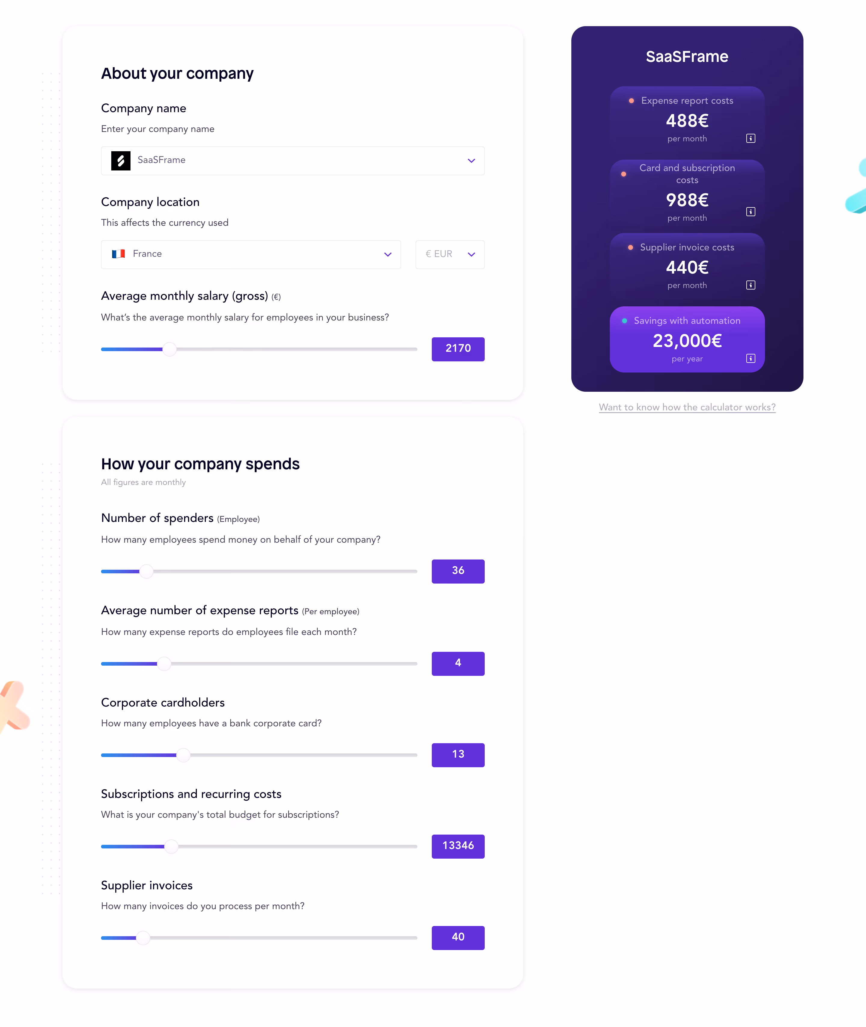Spendesk Calculator Section