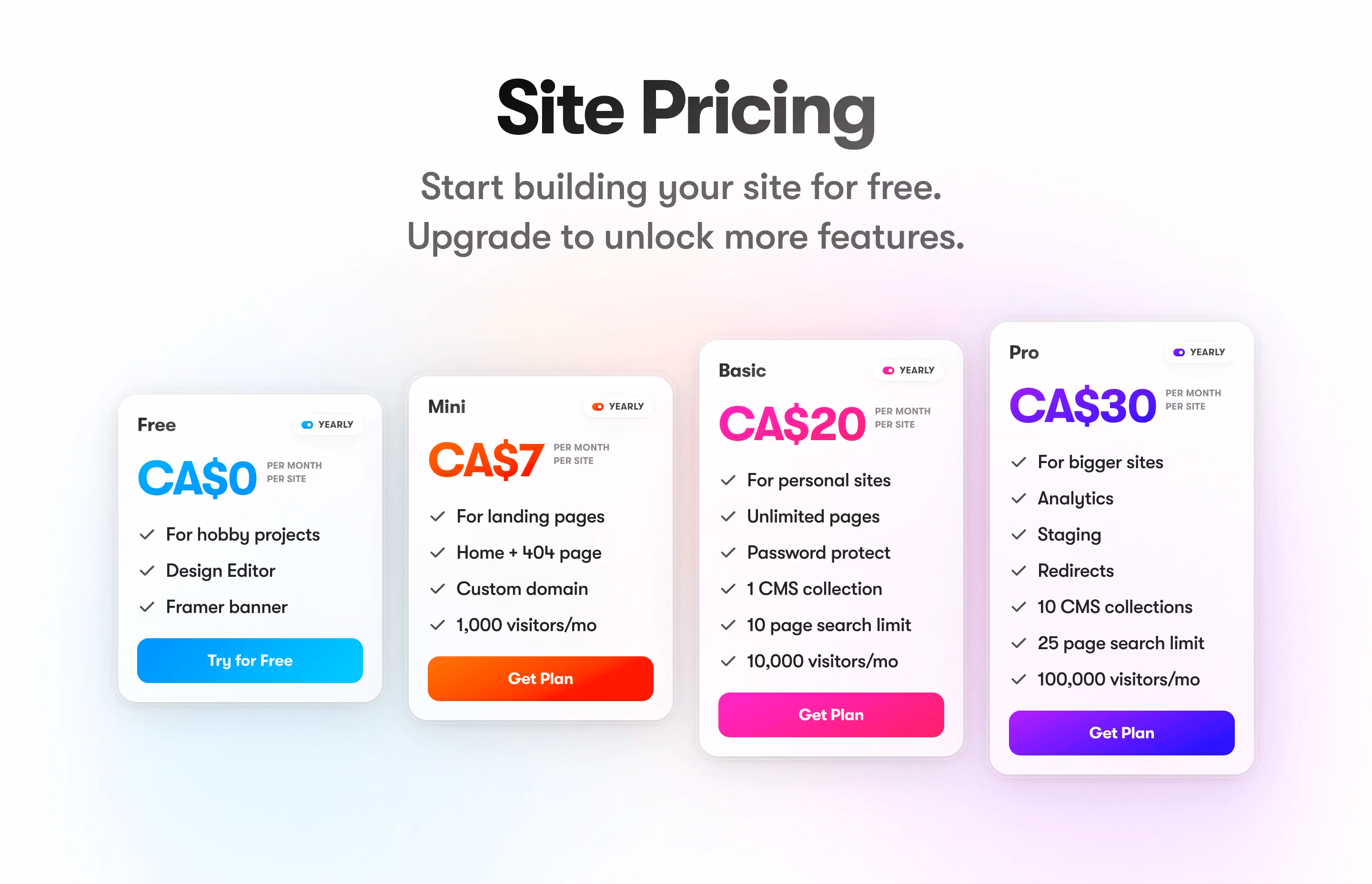 Framer Pricing Section
