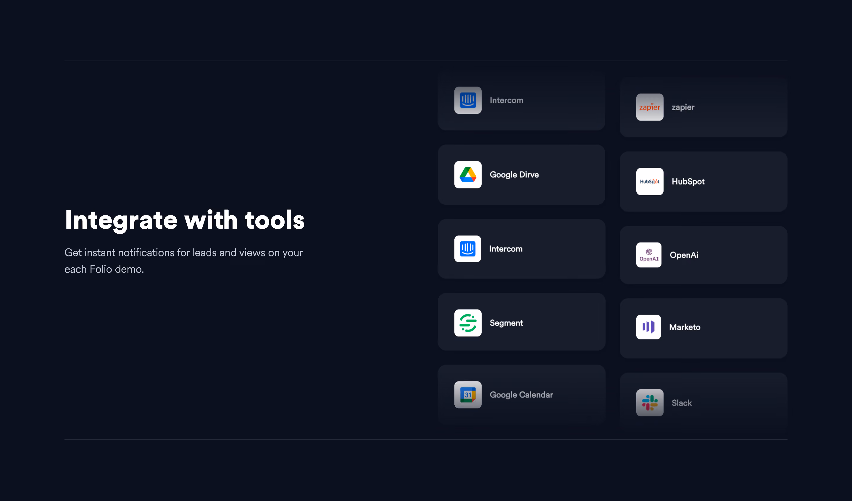 Folio Integrations Section