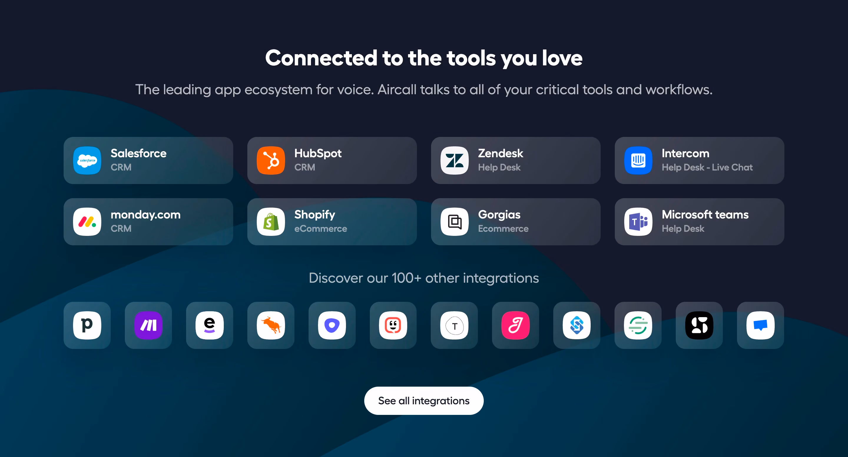 Aircall Integrations Section