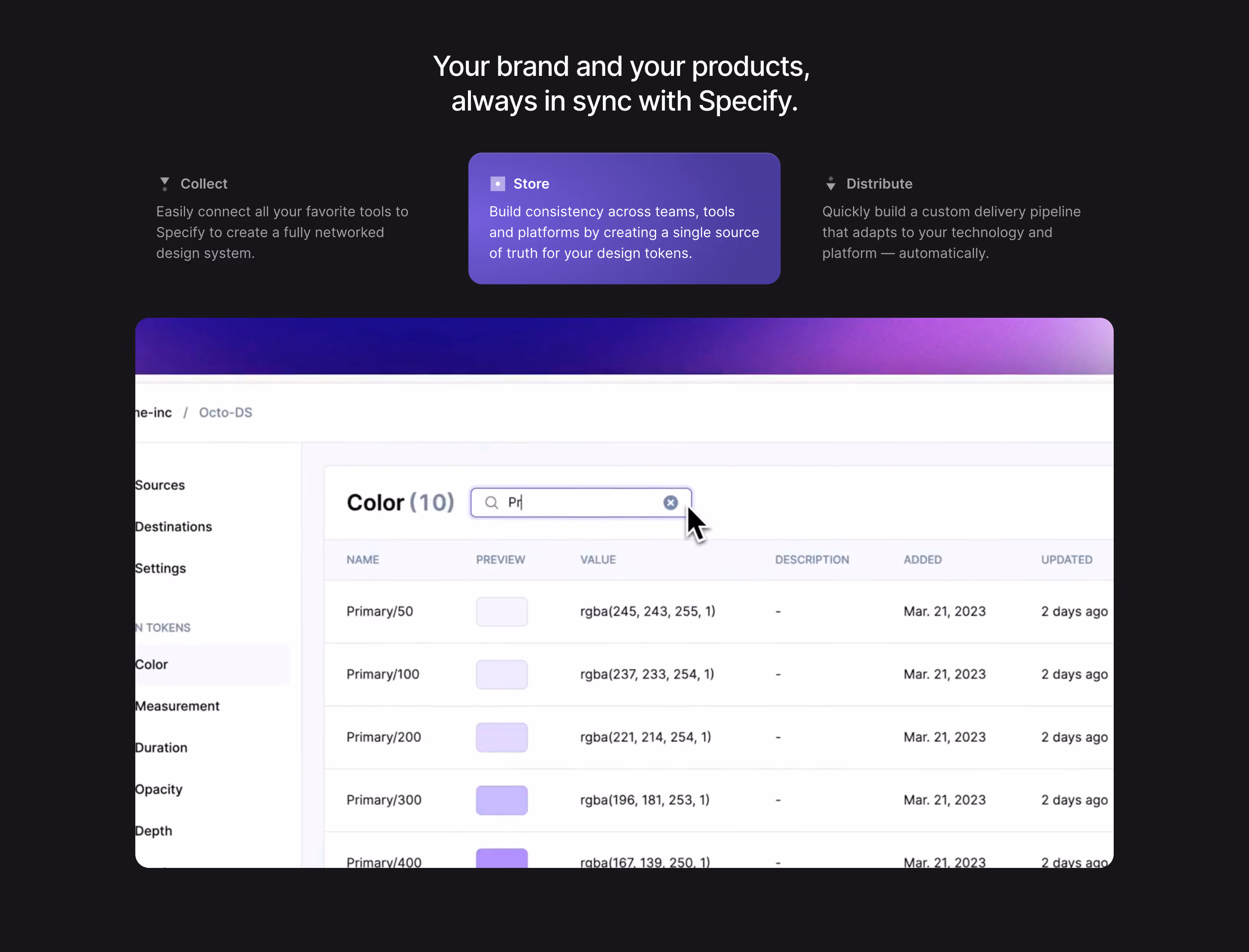 Specify Tabs Section